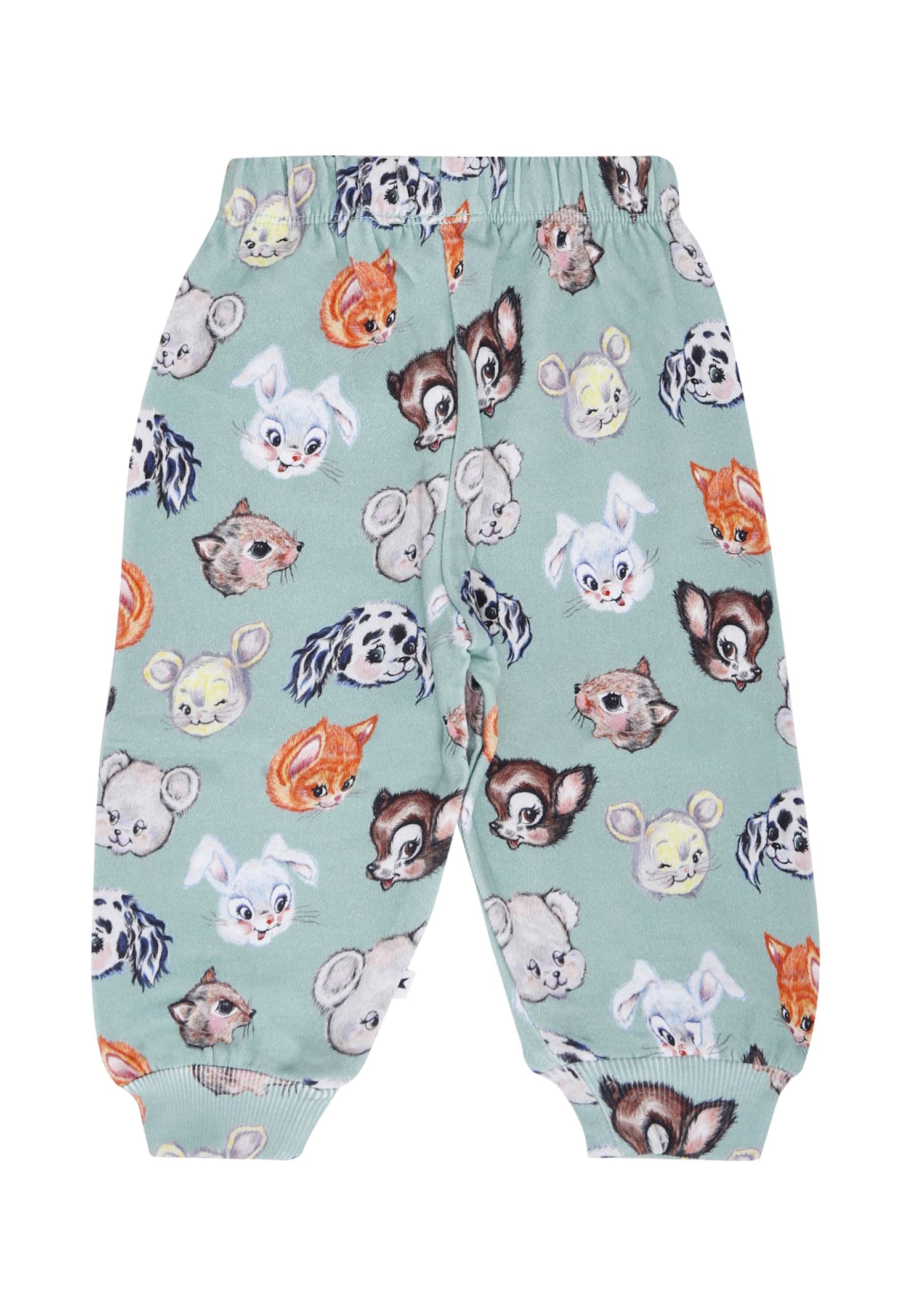 Molo Green Trousers For Babykids With Animal In Green