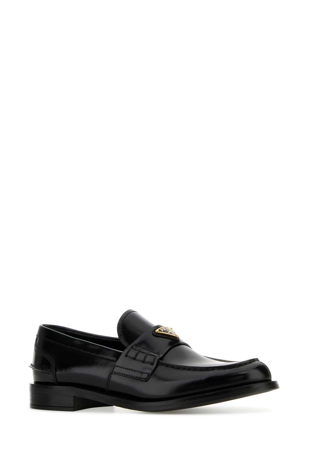 Prada Logo-plaque Leather Loafers In Nero
