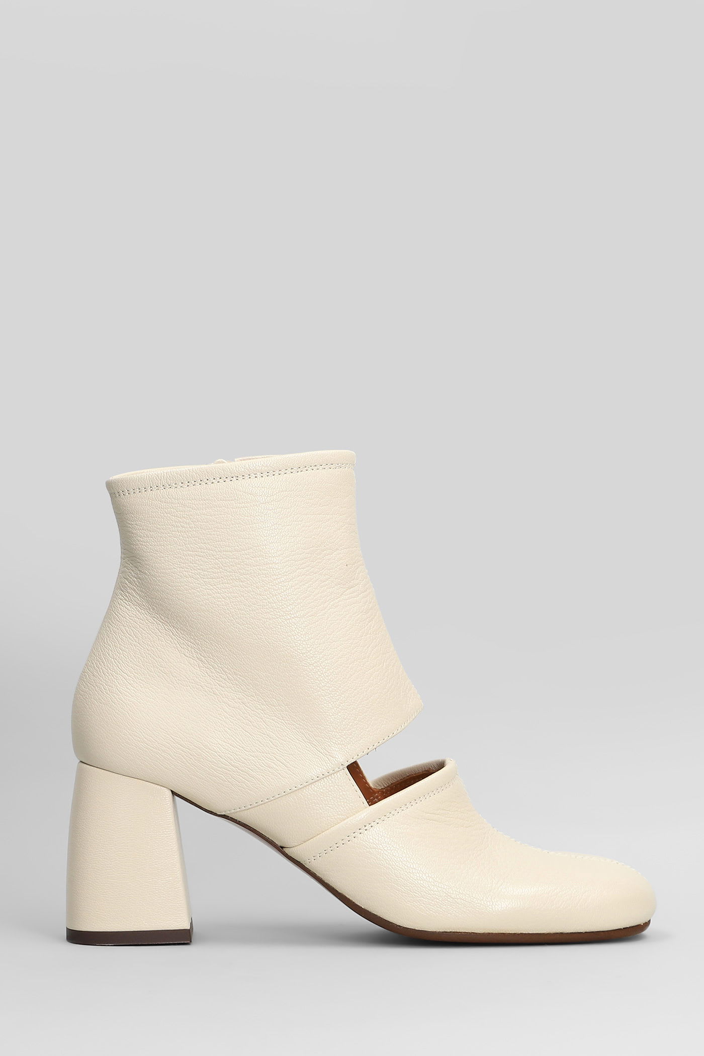 Sonli High Heels Ankle Boots In Beige Leather