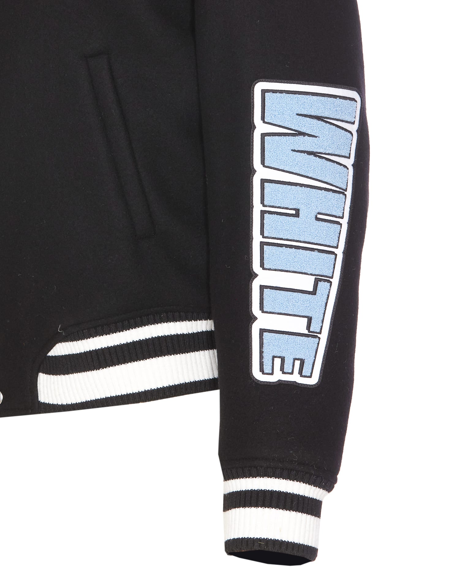 Off-white Off White Men Eagle Wool Varsity Jacket In Black