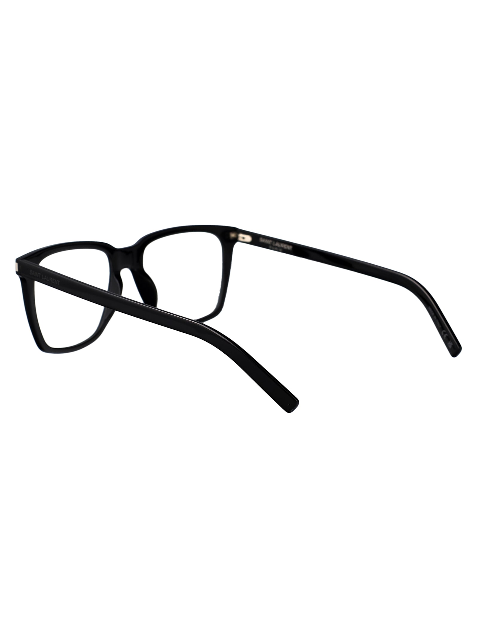 Saint Laurent Black-black-transparent Acetate Glasses In Multi