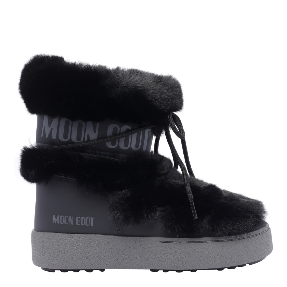 Shop Moon Boot Ltrack Tube Faux Fur Booties In Black