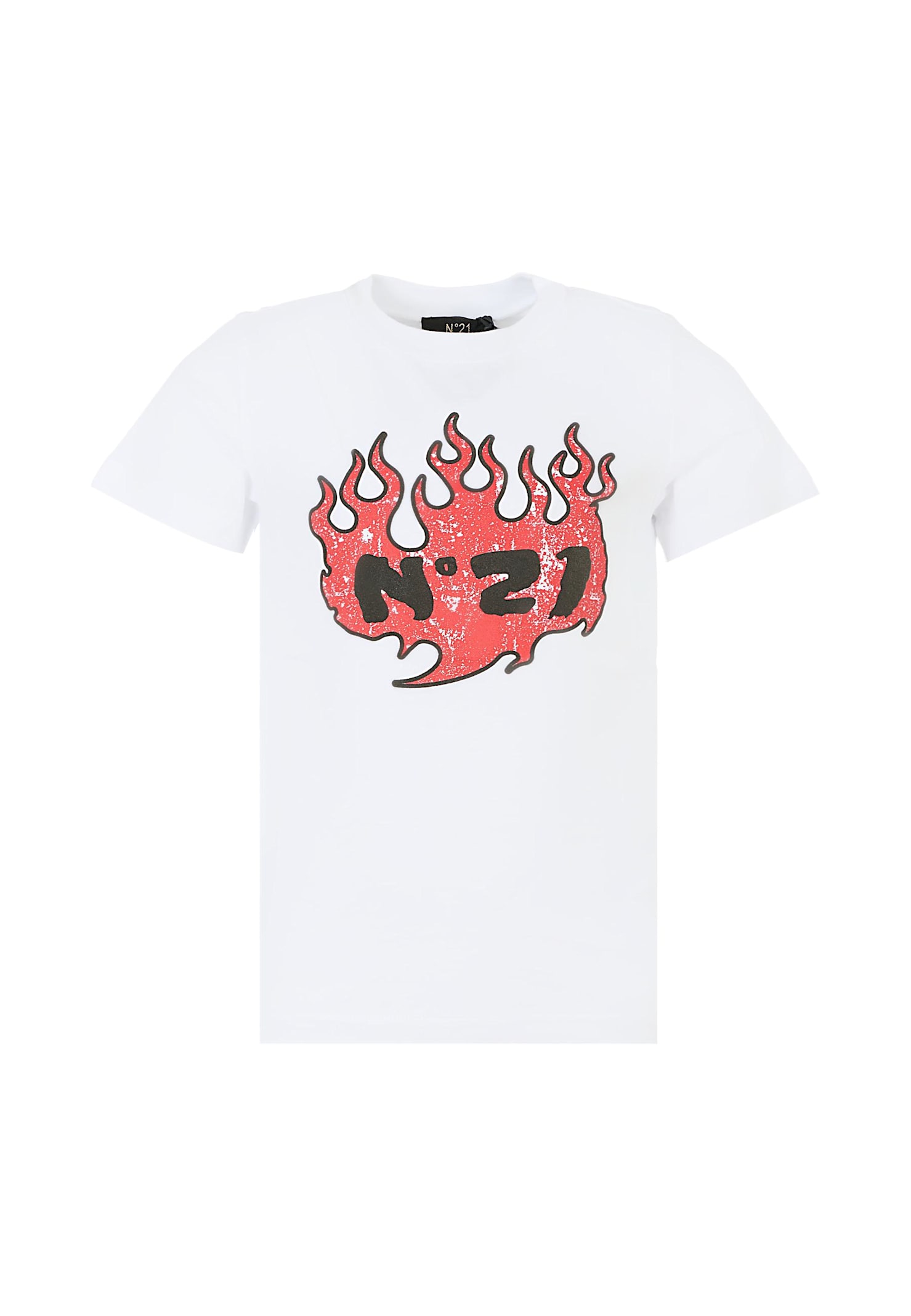 N°21 Kids' White T-shirt For Boy With Logo