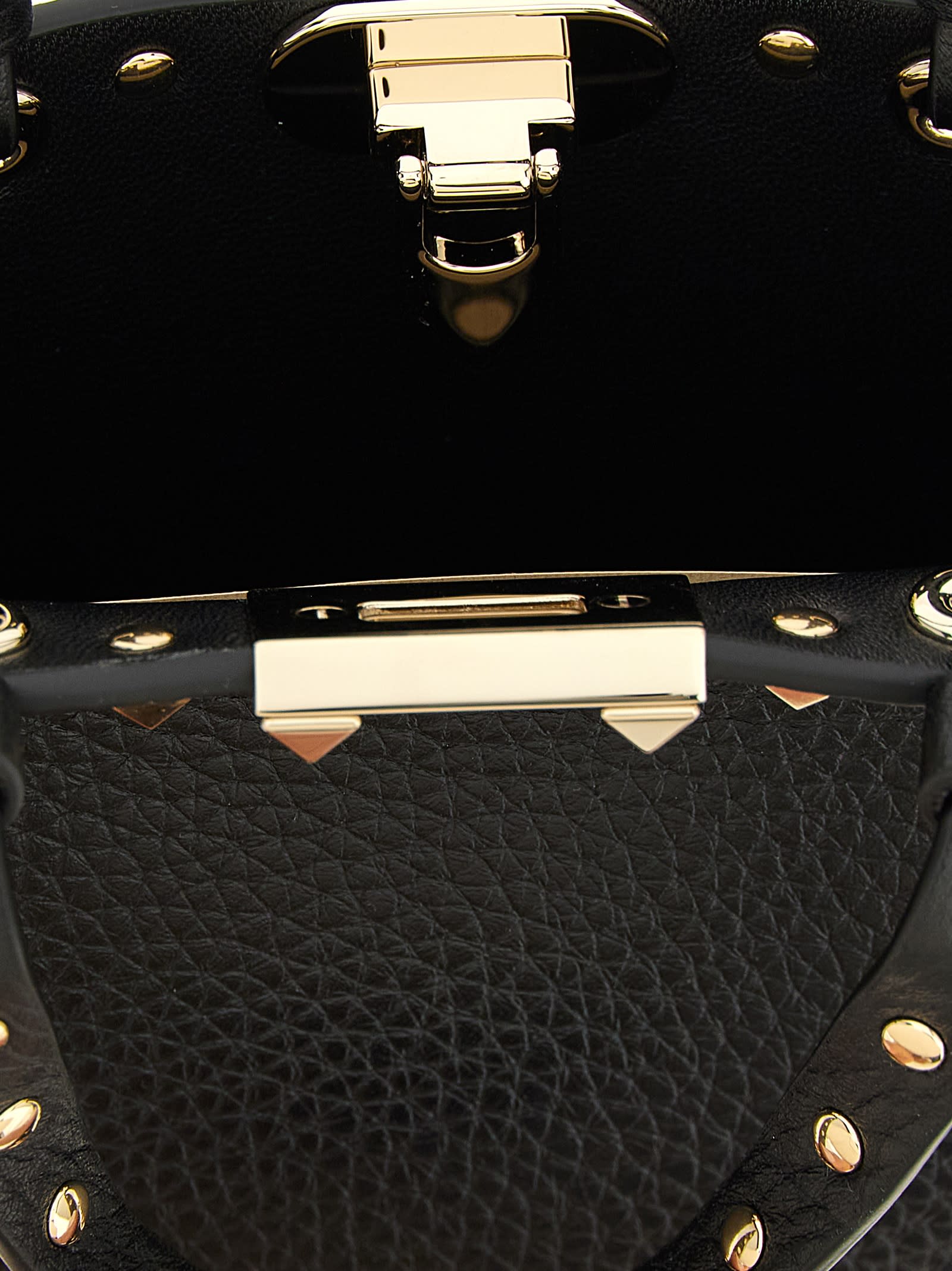Valentino Rockstud Mini Tote Bag With Chain Strap In Black