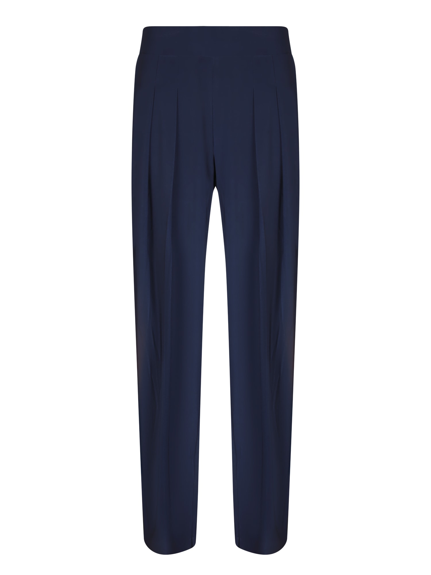 Shop Norma Kamali Blue Low Rise Pleated Trousers