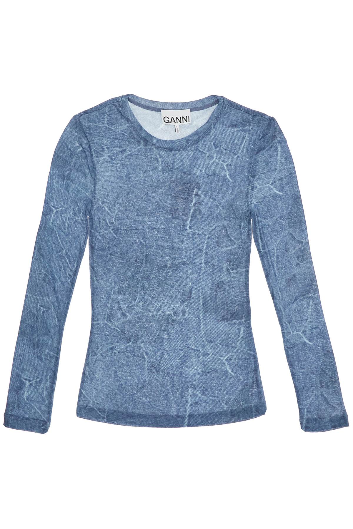 Long-sleeved Denim Effect Top For