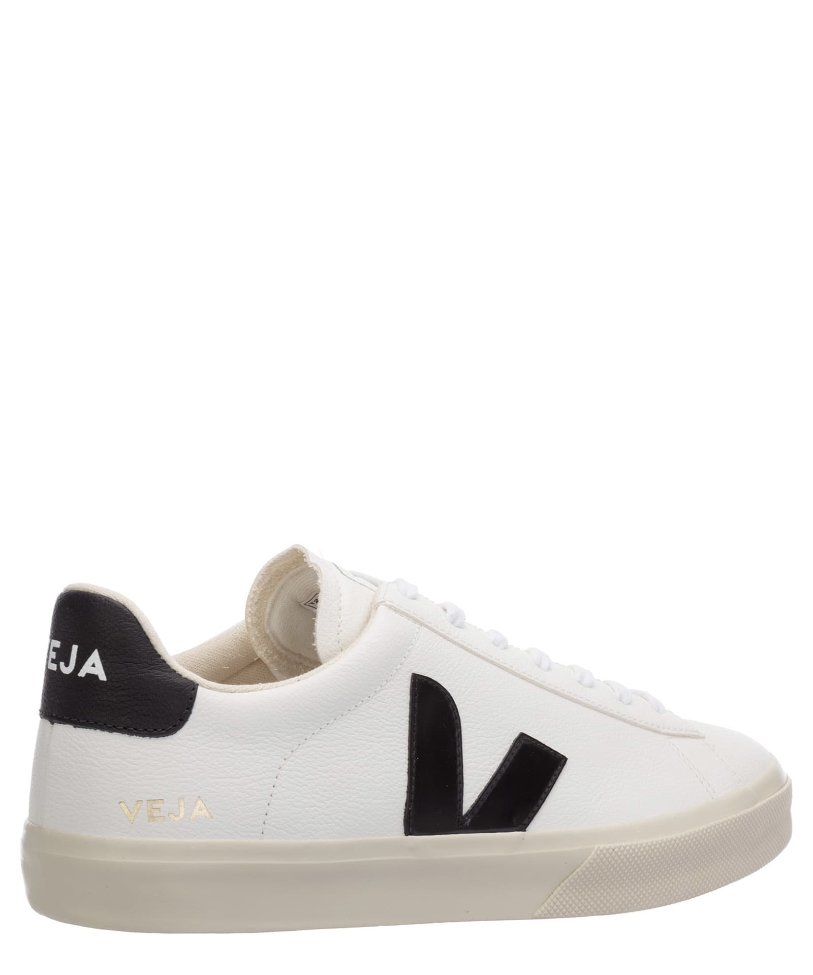 Shop Veja Campo Leather Sneakers In White/black