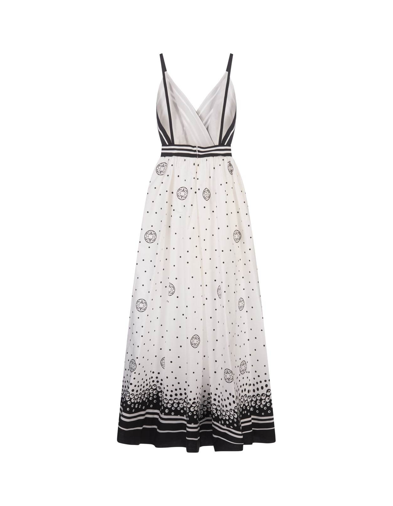 Shop Elie Saab Moon Printed Cotton Dress In White And Black