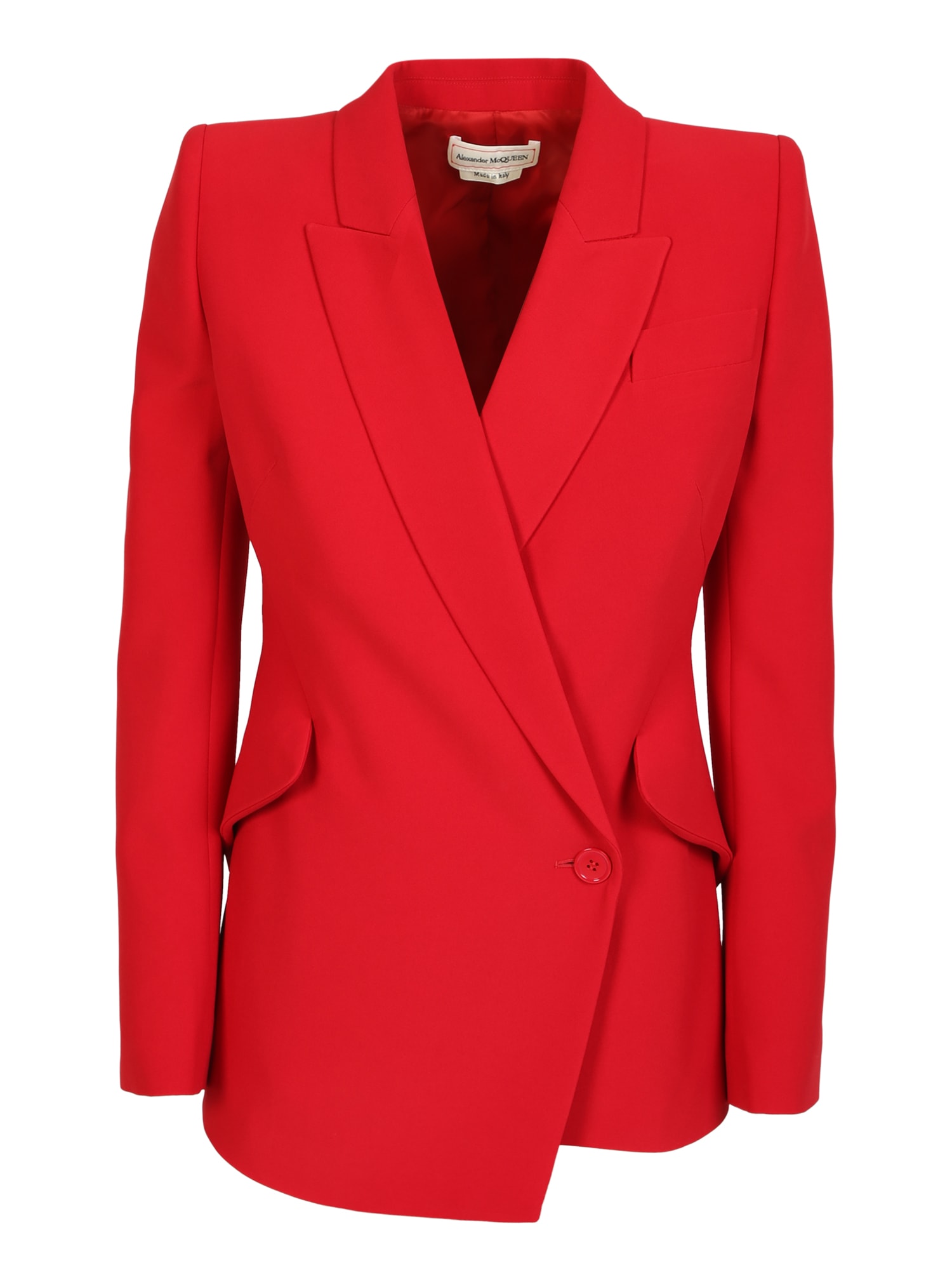 Asymmetrical Blazer By Alexander Mcqueen; Unique And Unmistakable Garment That Follows The Iconic Lines Of The Maison