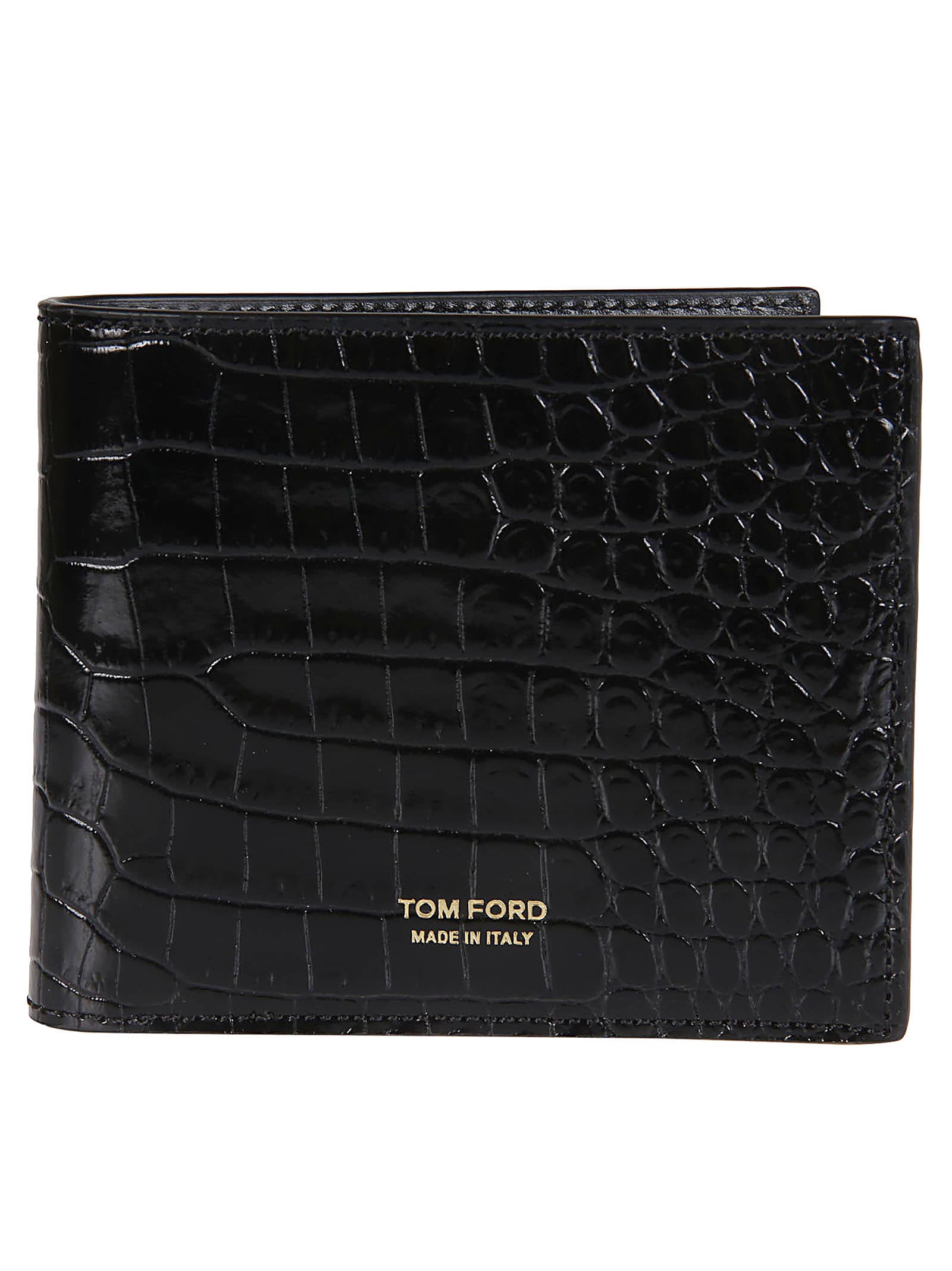 Shop Tom Ford Printed Alligator Classic Bifold Wallet In Black