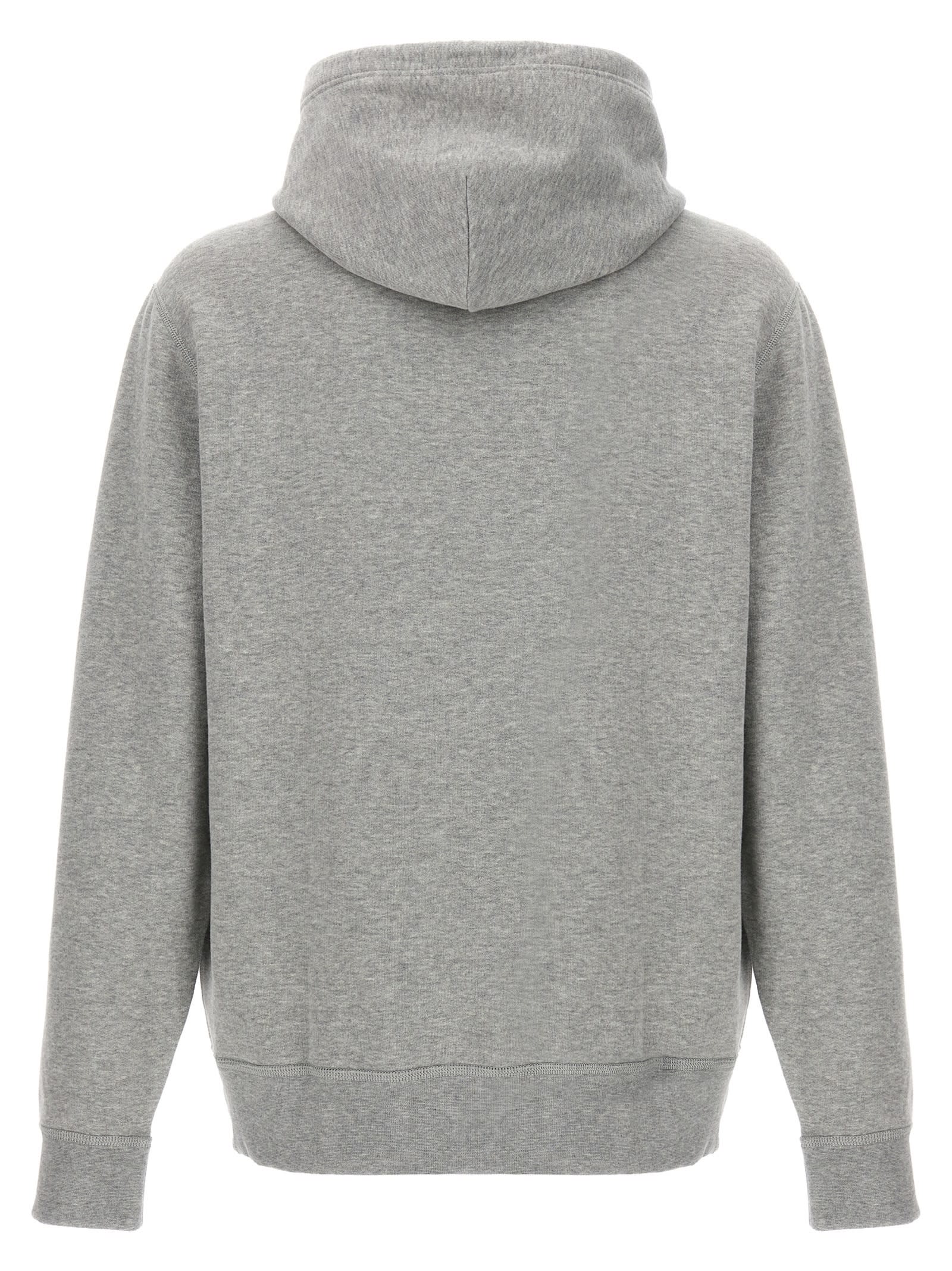 Shop Ralph Lauren Logo Hoodie In Grey