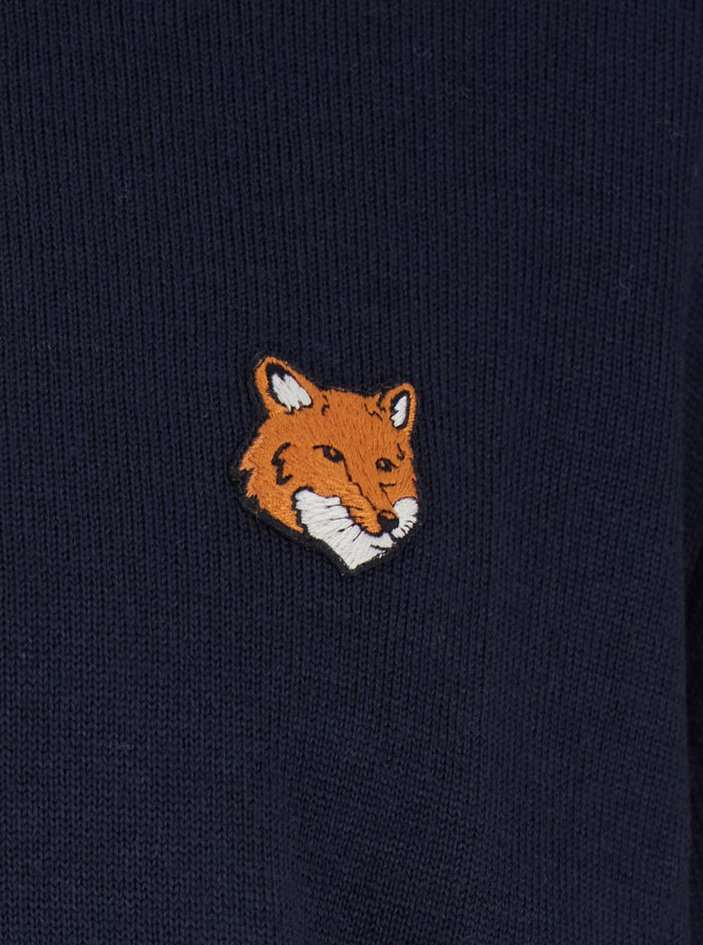 Maison Kitsuné Blue Crew Neck Sweater With Fox Patch On The Front In Wool Man In Multi