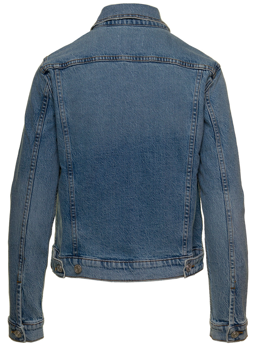 Shop Frame Light Blue Vintage Denim Jacket With Patch Pockets In Cotton Woman In Azzurro