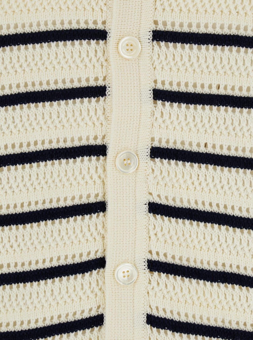 Dunst White Knitted Cardigan With Wide Collar And All-over Stiped Motif In Cotton Man In White