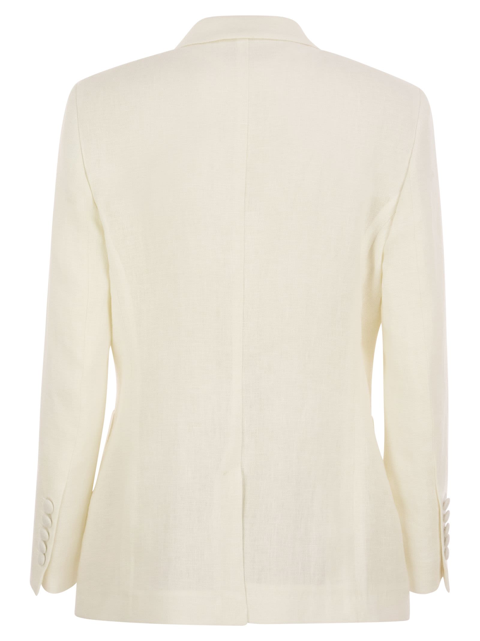 Shop Saulina Adelaide - Linen Two-button Jacket In White