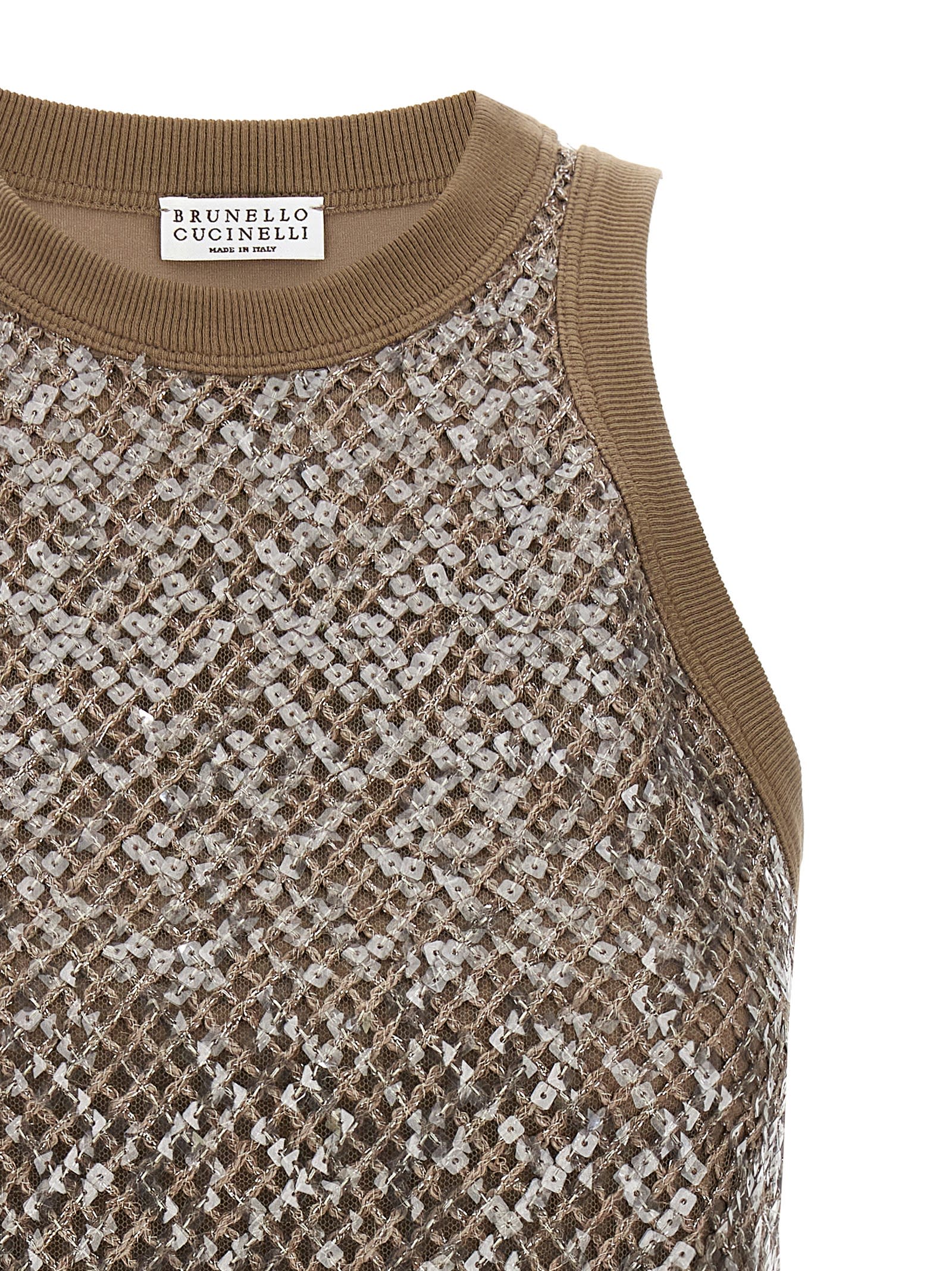BRUNELLO CUCINELLI TOP DAZZLING NET EMBROIDERY