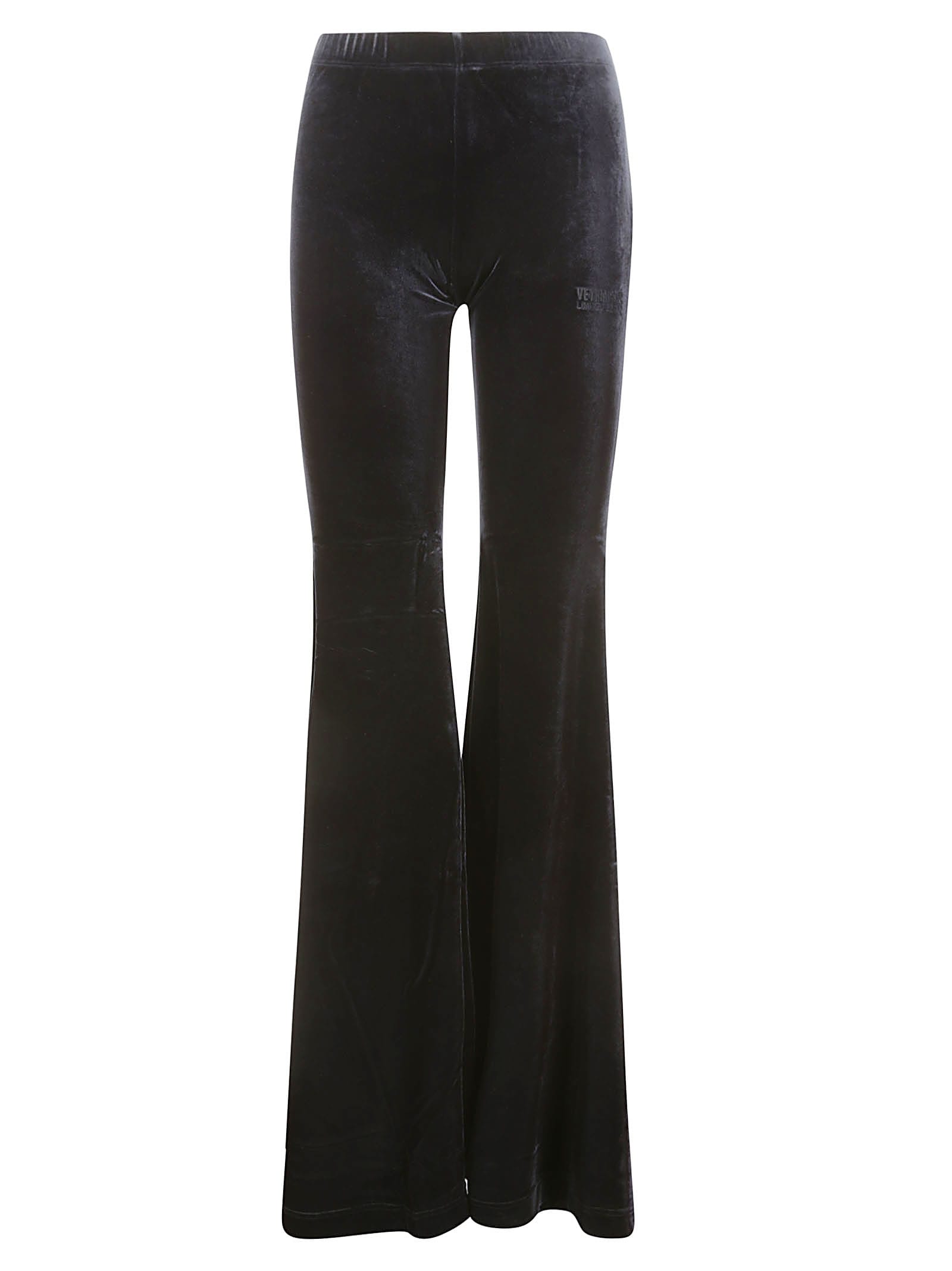 Shop Vetements Extreme Flared Velvet Pants In Black