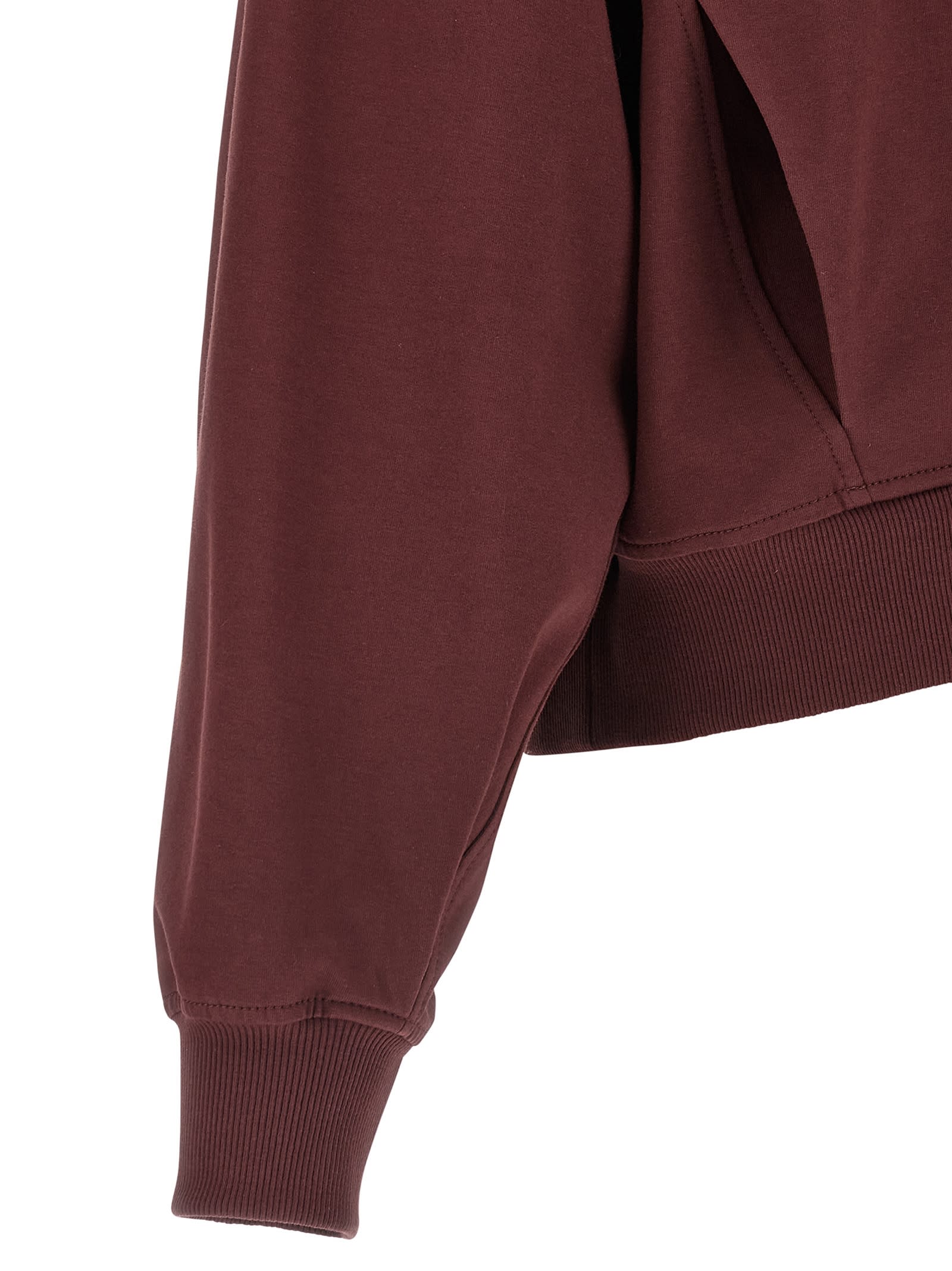 Brunello Cucinelli Collared Neck Sweatshirt With Shiny Flap Detail In Burgundy