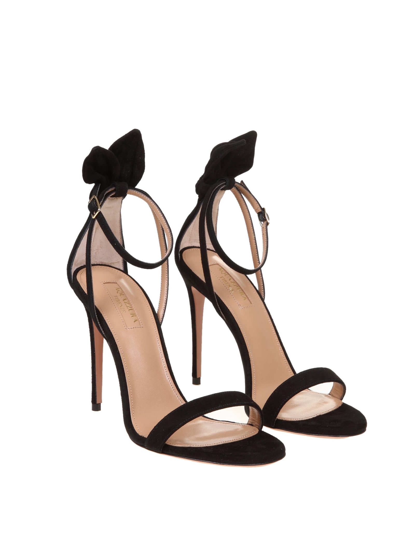 Shop Aquazzura Bow Tie 105 Sandal In Black Suede