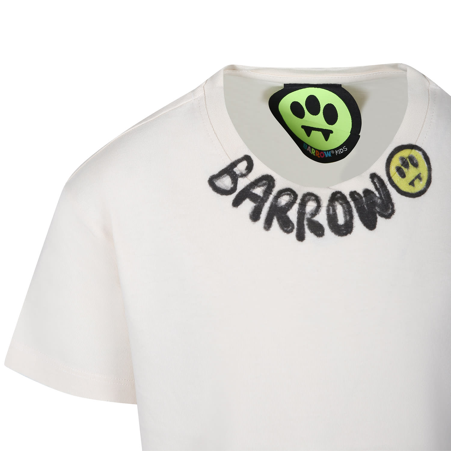 Shop Barrow Ivory T-shirt For Kids With Logo In Crema