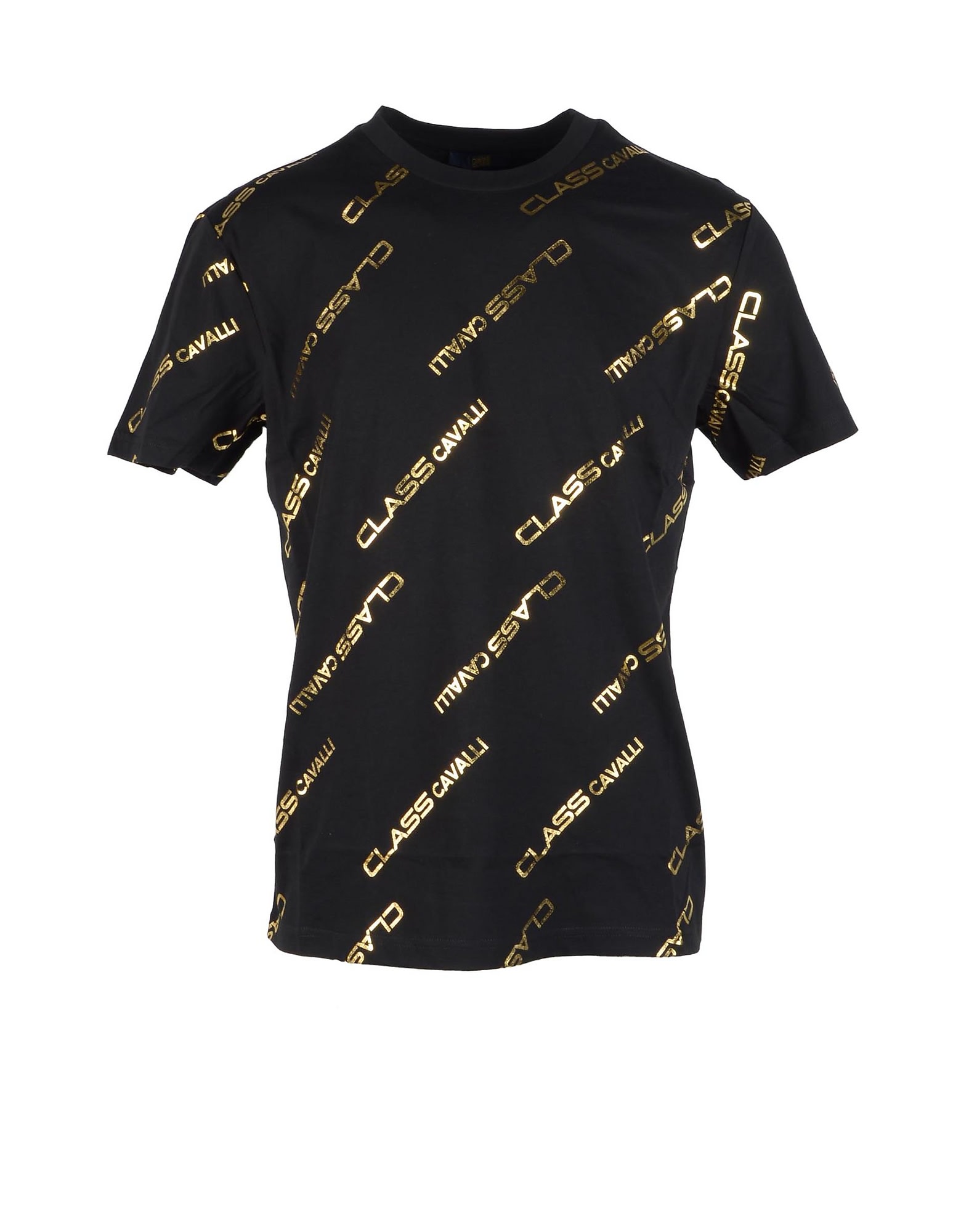 Class Roberto Cavalli Mens Black / Gold T-shirt