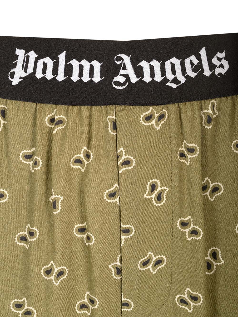 Shop Palm Angels Straight Paisley Print Pants In Kaki