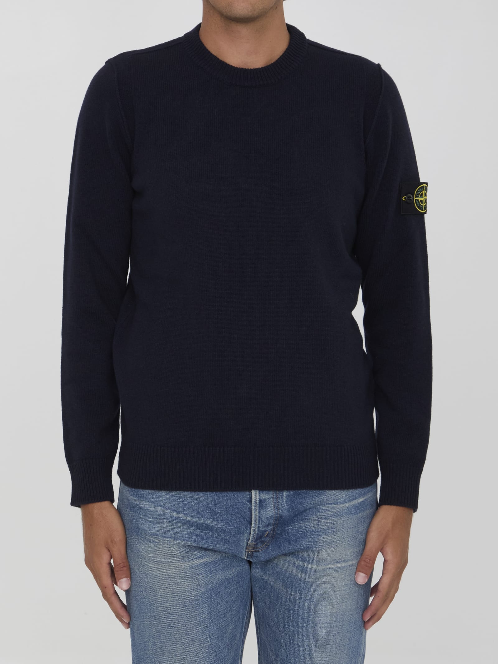 Shop Stone Island Wool Sweater In Bleu