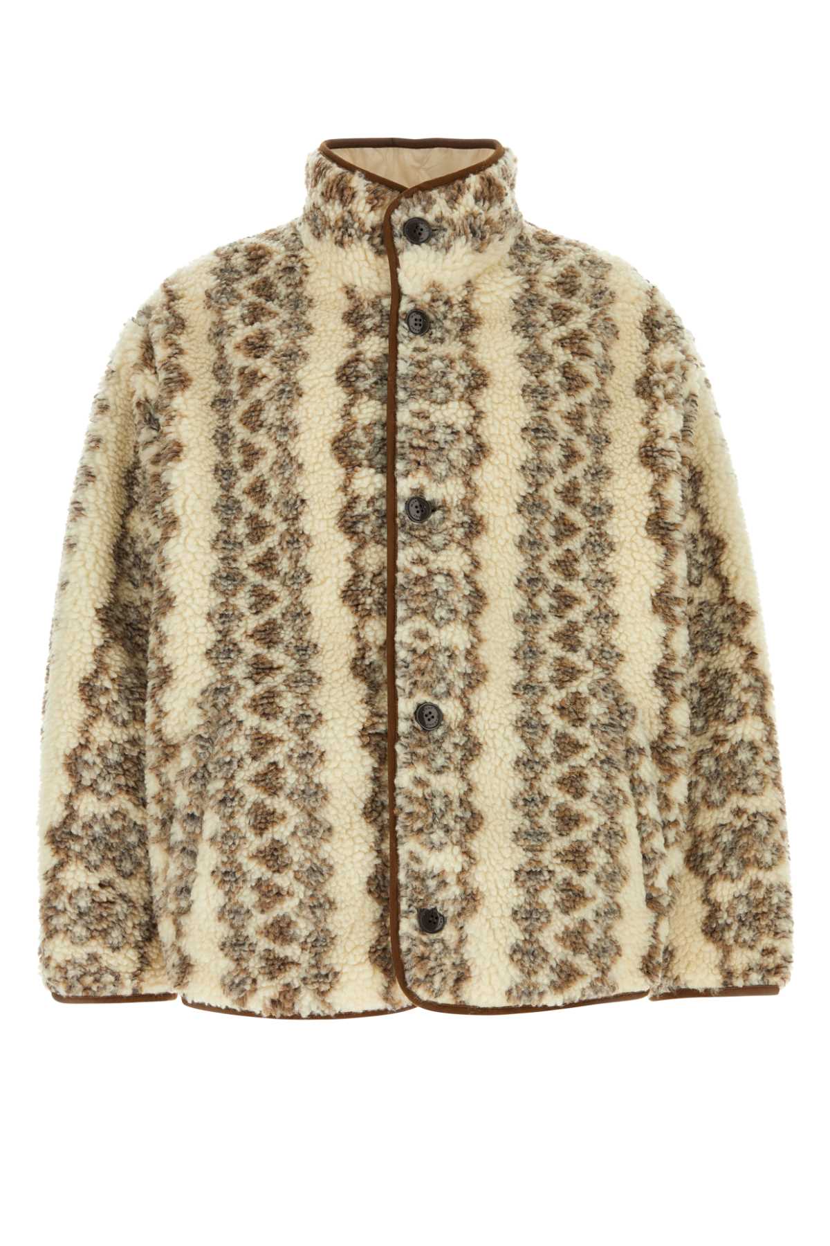 Shop Isabel Marant Printed Polyester Blend Madeo Jacket In Ecrubrown