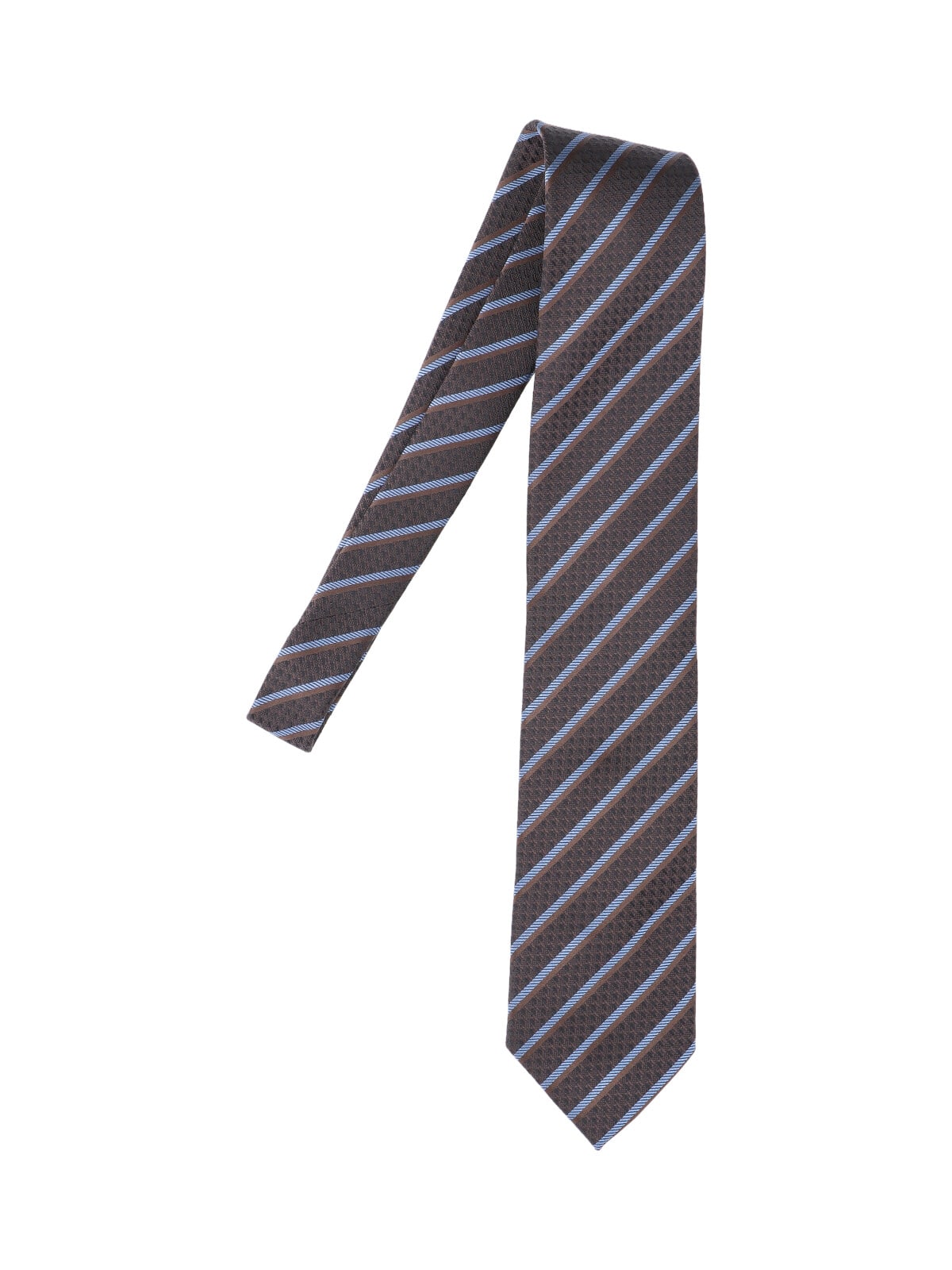 Zegna Textured Fabric Tie Diagonal Stripes Design In Purple