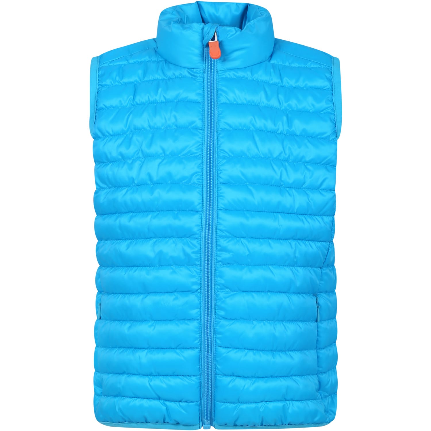 Save The Duck Kids' Blue Fluo Vest For Boy With Logo In Light Blue