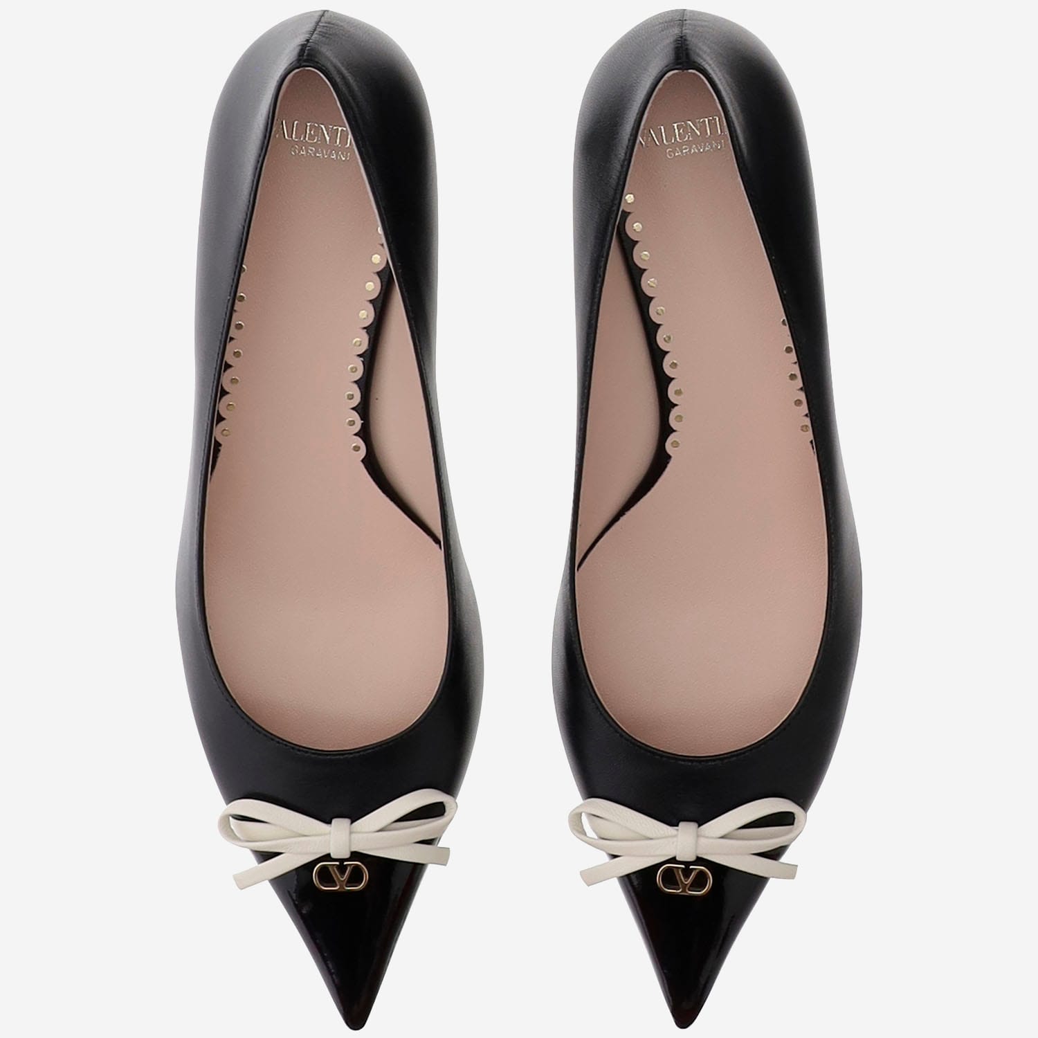 Valentino Verzierte Pumps Bepointy 45 Aus Leder In Nero/ivory