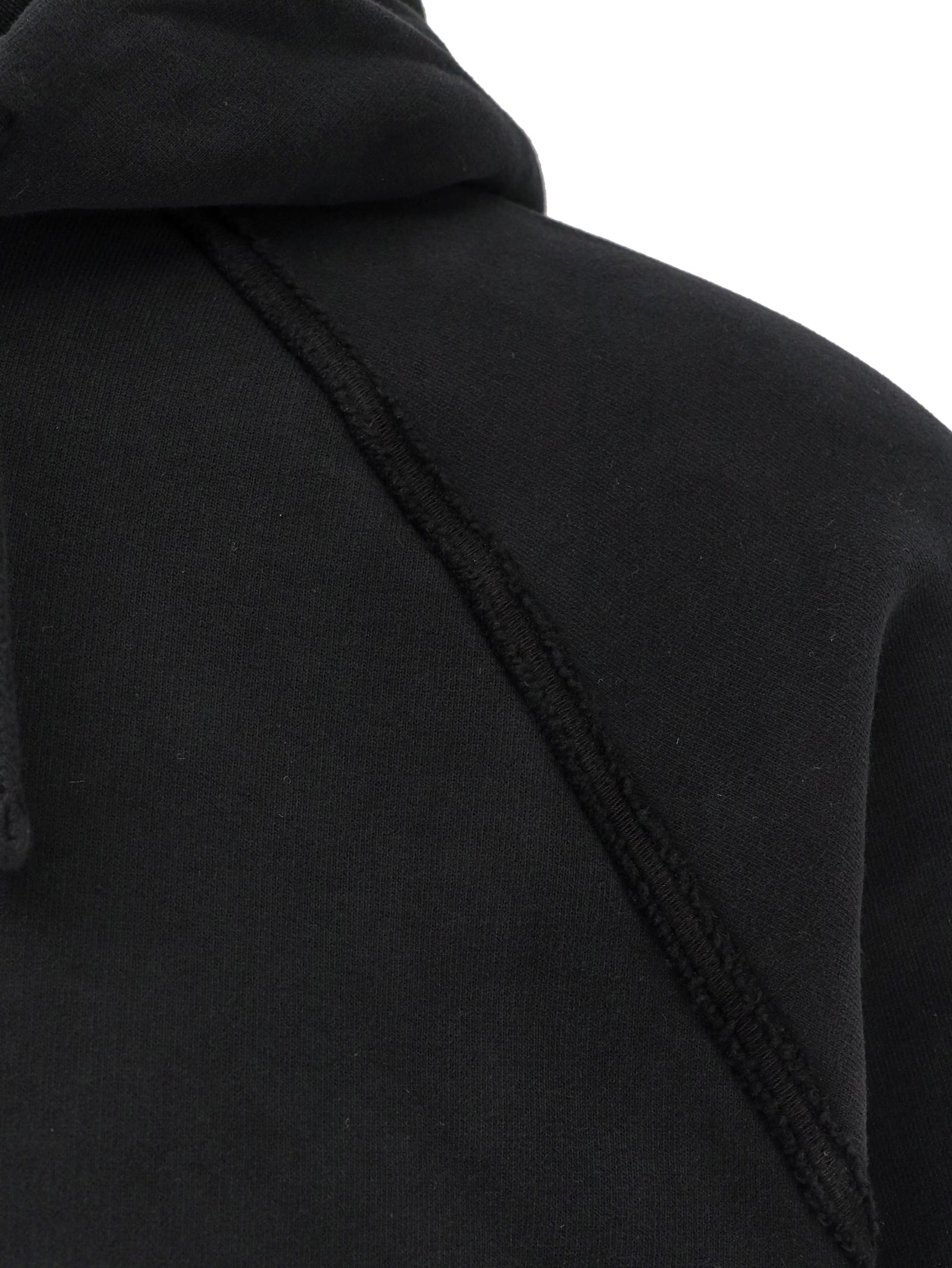 Stone Island Organic Cotton Fleece Hoodie In Black