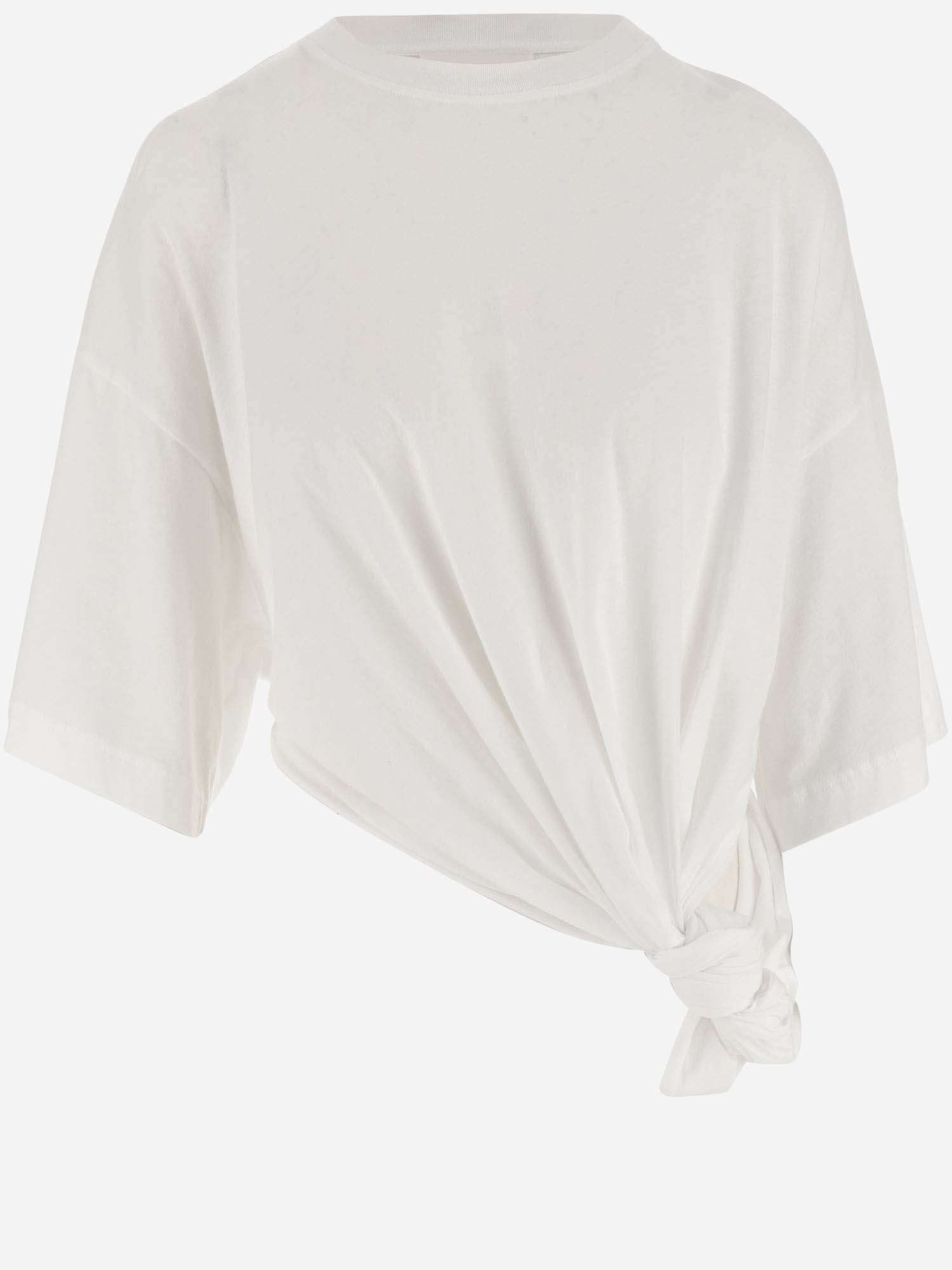 Shop Sportmax Knot Cotton T-shirt In White