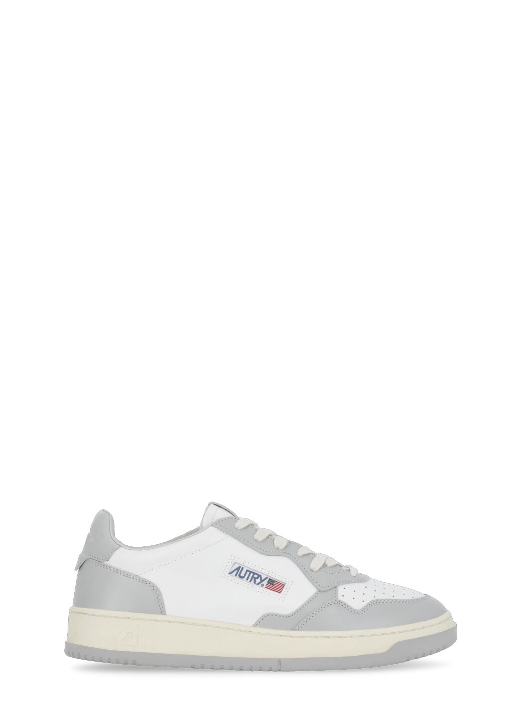 Autry Grey And White Two-tone Leather Medalist Low Sneakers In White