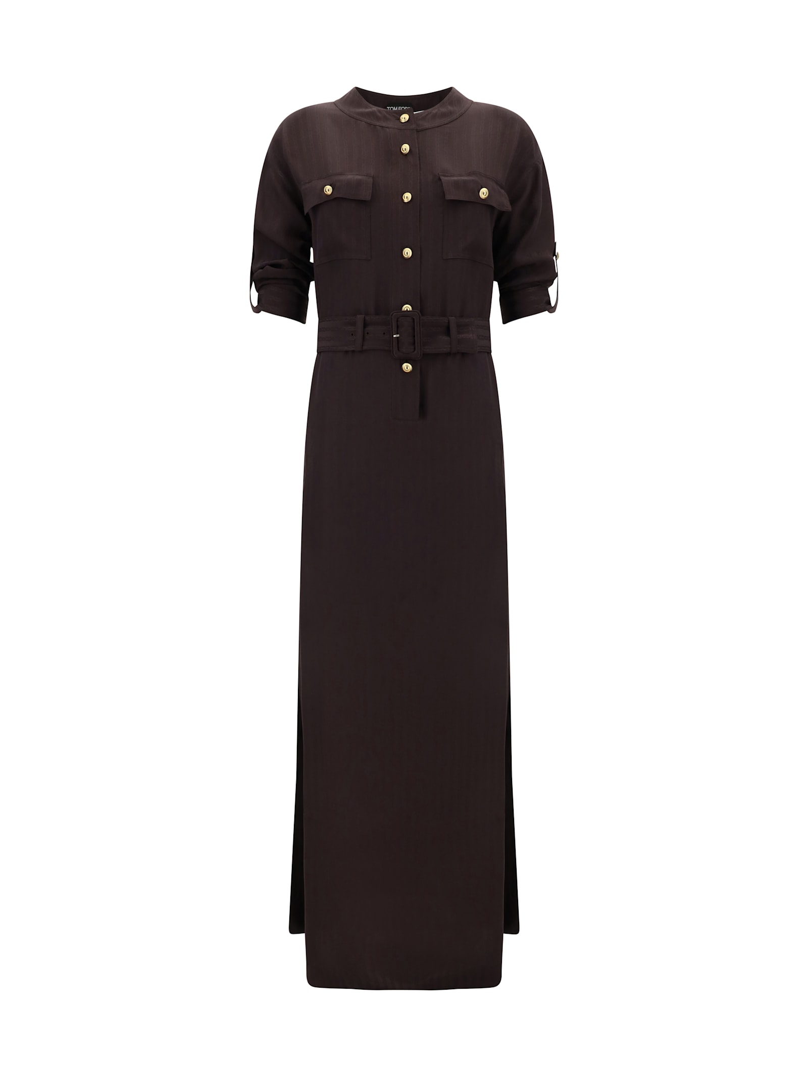 Shop Tom Ford Long Dress In Dark Brown