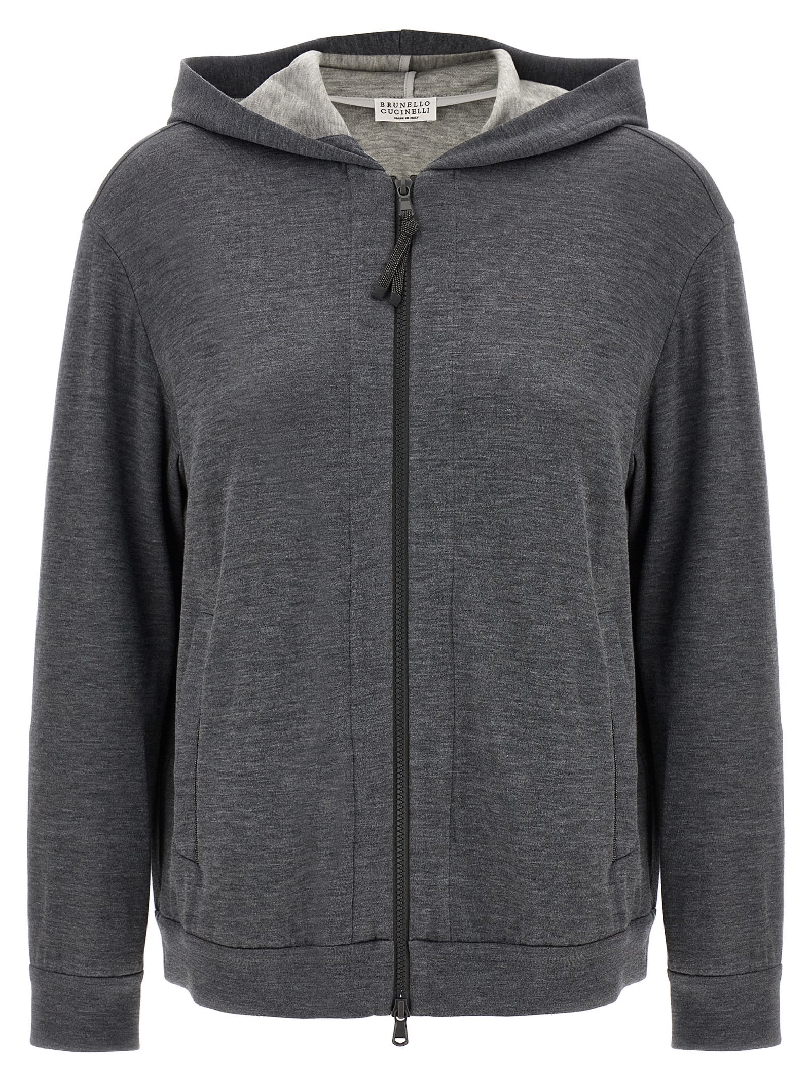 Brunello Cucinelli Precious Zipper Pull Sweatshirt Gray In Gray