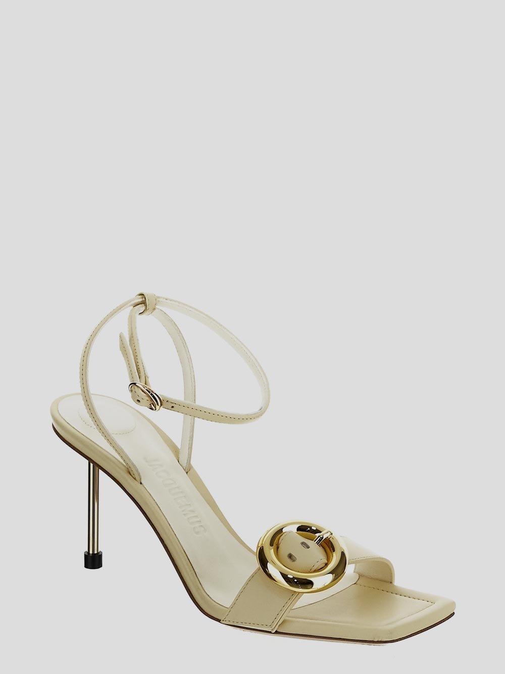 Jacquemus Circle Square Sling-backs In White