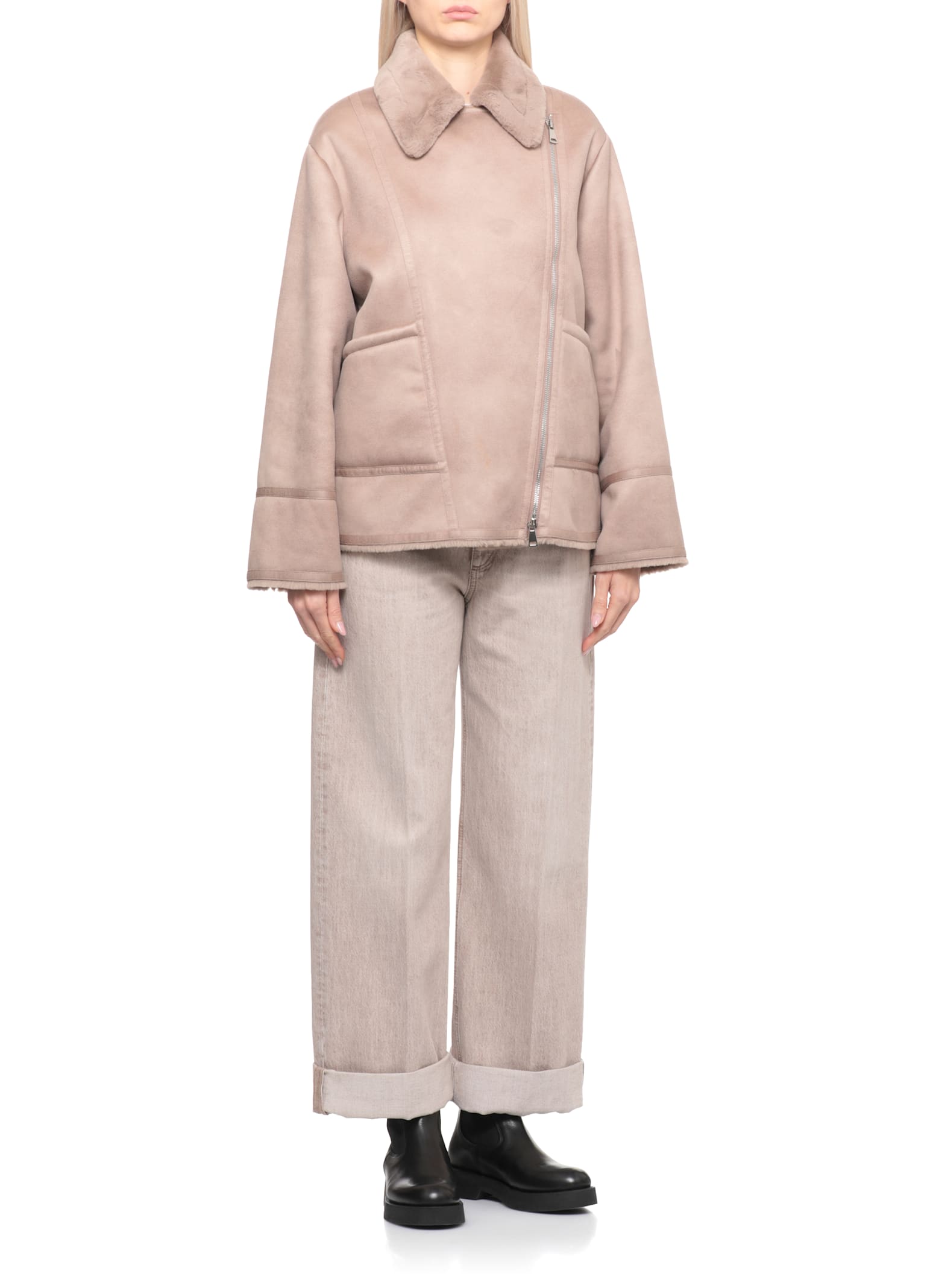 Betta Corradi Synth Leather Jacket In Brown