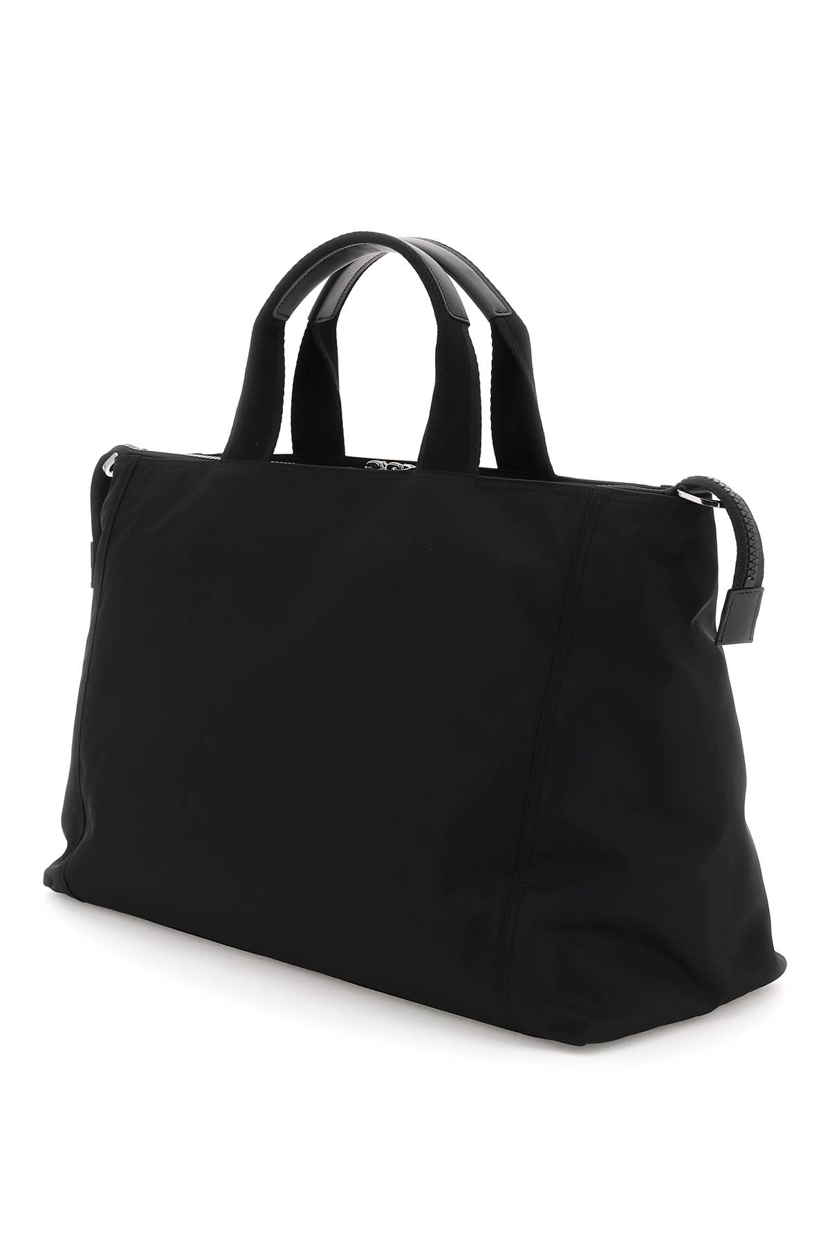 Dolce & Gabbana Black Gym Bag With Contrasting Logo Print In Polyamide Man In Nero/nero