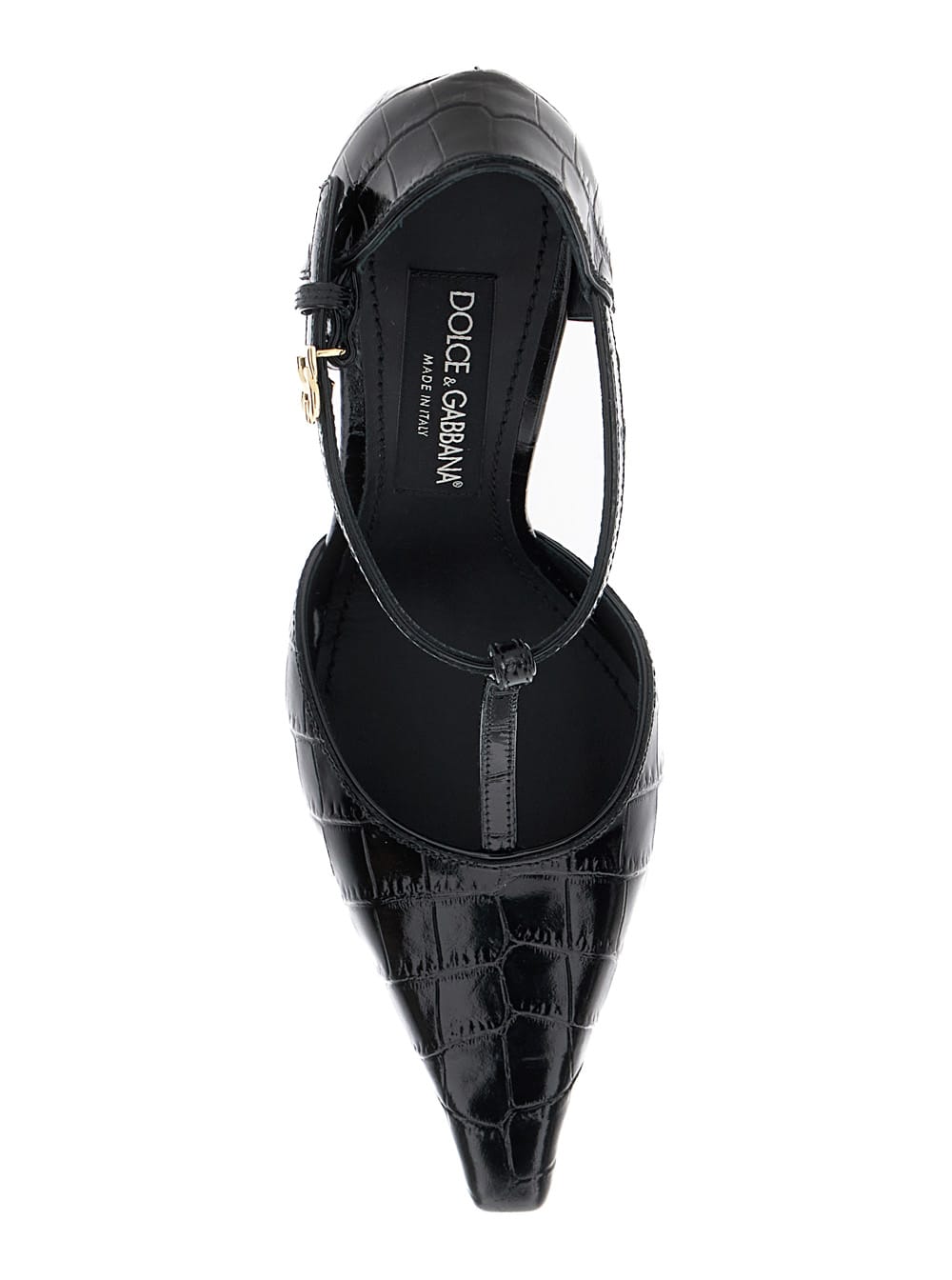 Shop Dolce & Gabbana Black Pumps With Stiletto Heel And Croco Print In Leather Woman