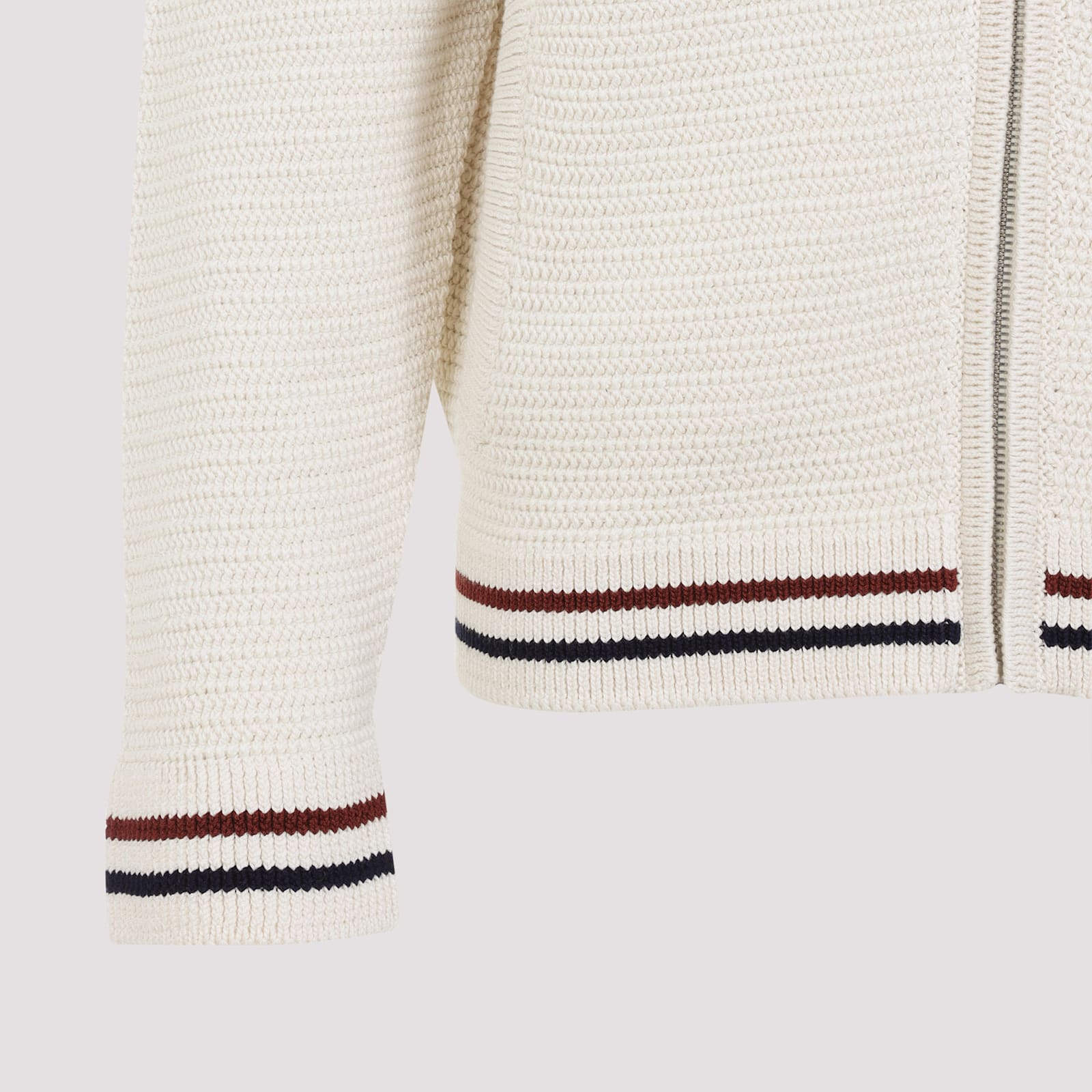 Miu Miu Cotton Cardigan Stripes Detail In White