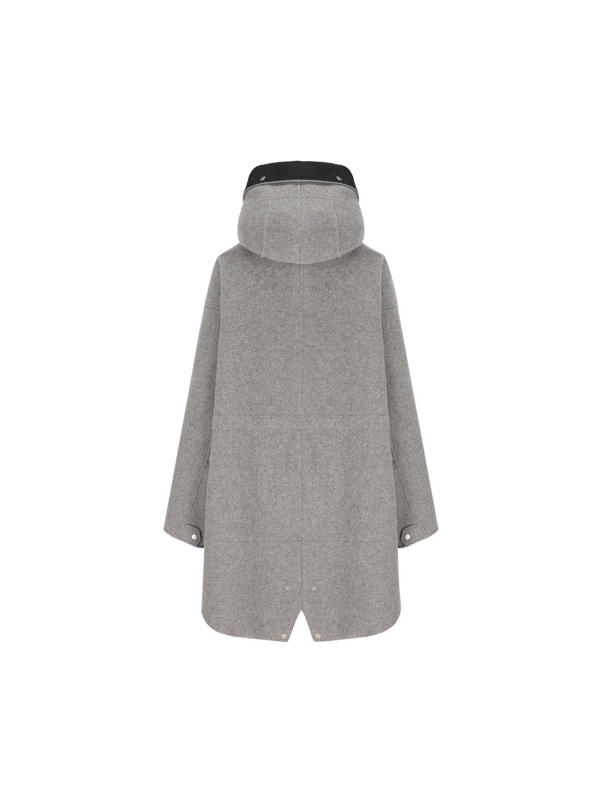 Shop Jil Sander High-low Hem Hooded Parka In Grey