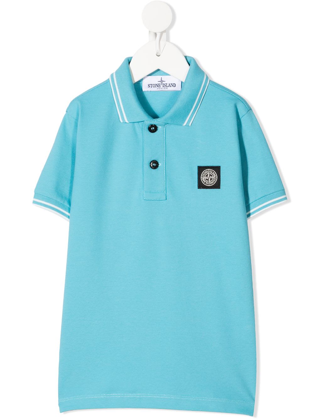 Stone Island Junior Light Blue Kid Polo Shirt With Contrast Stripes