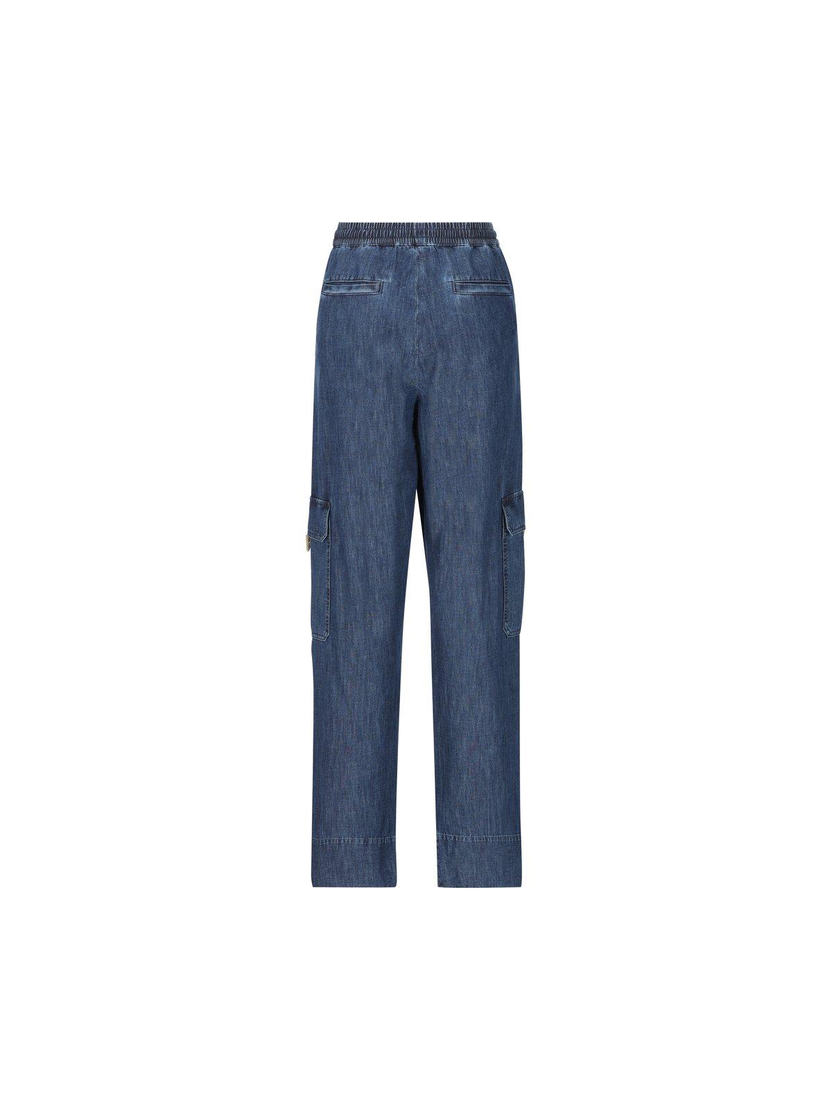 Shop Valentino Garavani Wide-leg Cargo Jeans In Blu