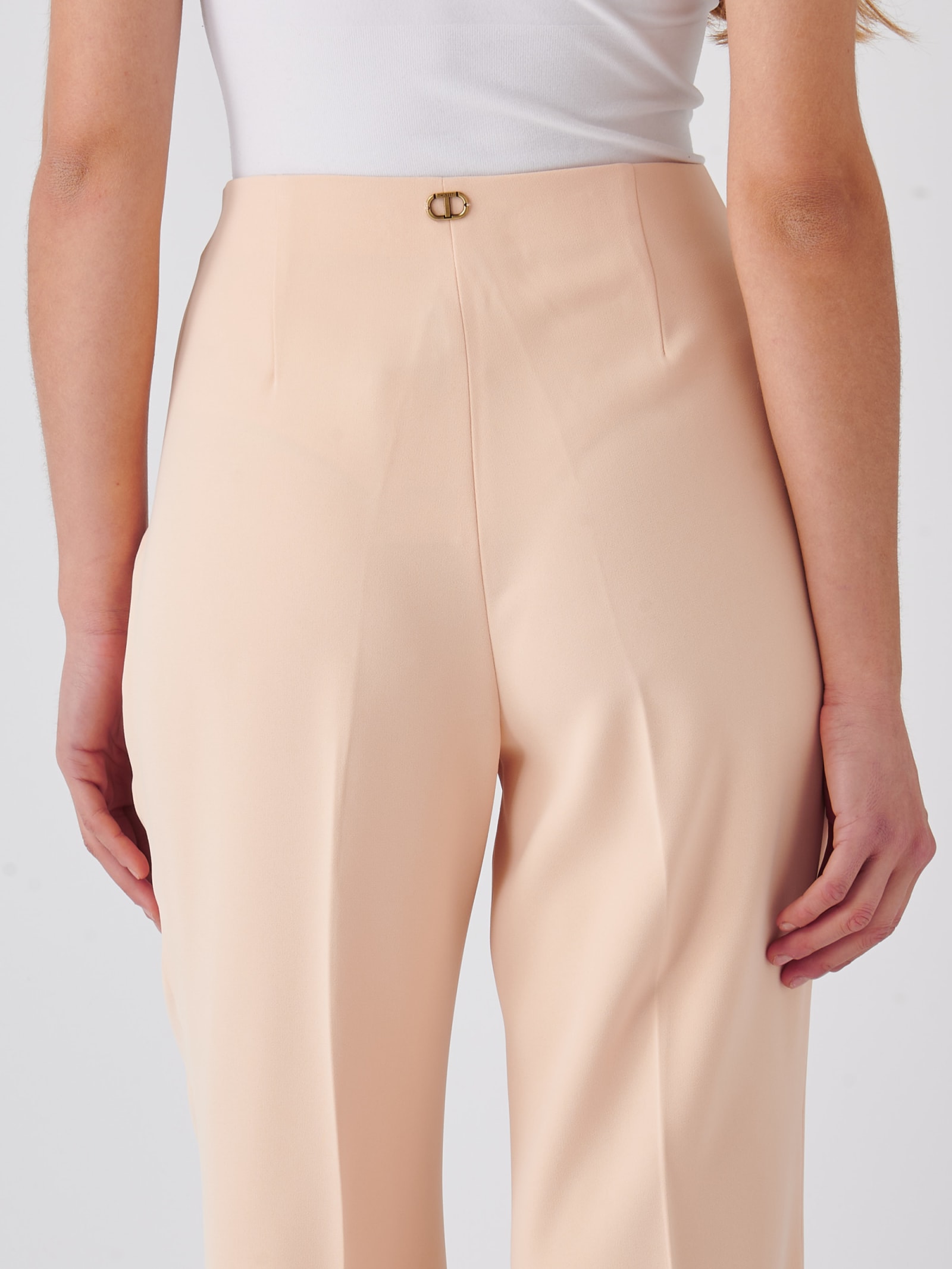 Shop Twinset Poliester Trousers In Rosa