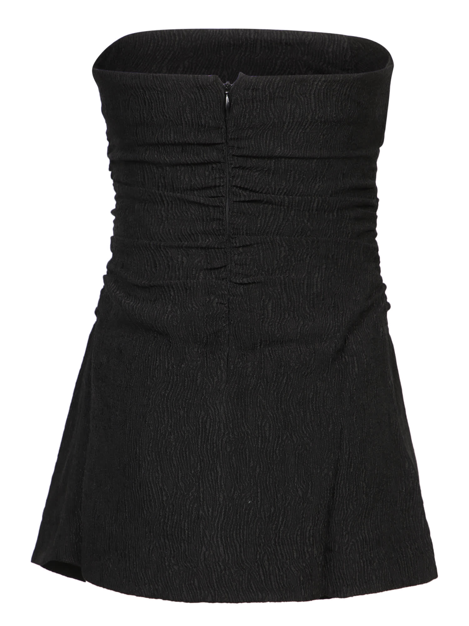 Shop Ganni Black Stretch Viscose Bustier Top