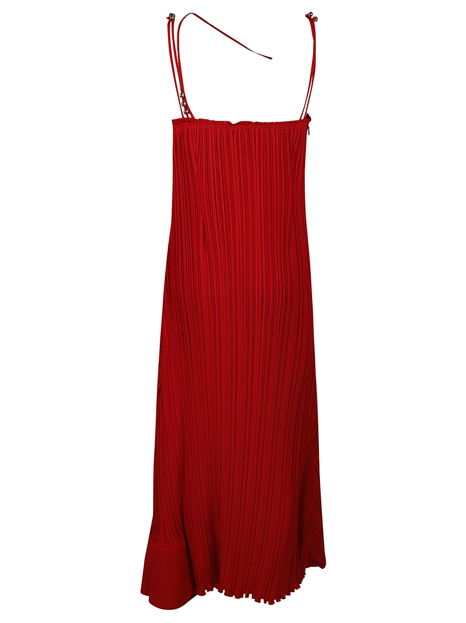 Shop Lanvin Pleated Sleeveless Dress In Flame
