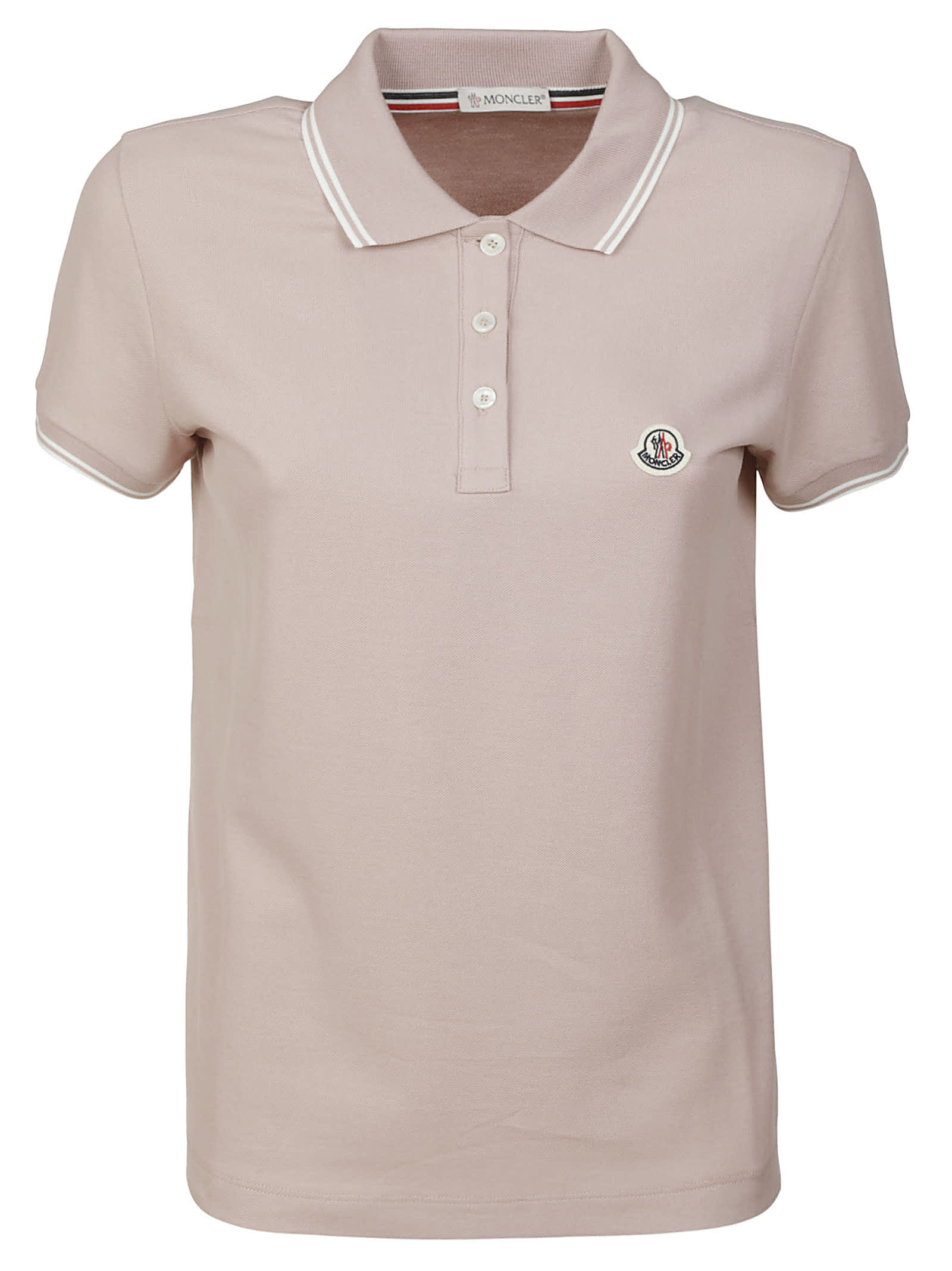 Moncler Logo Patched Polo Shirt In Pink
