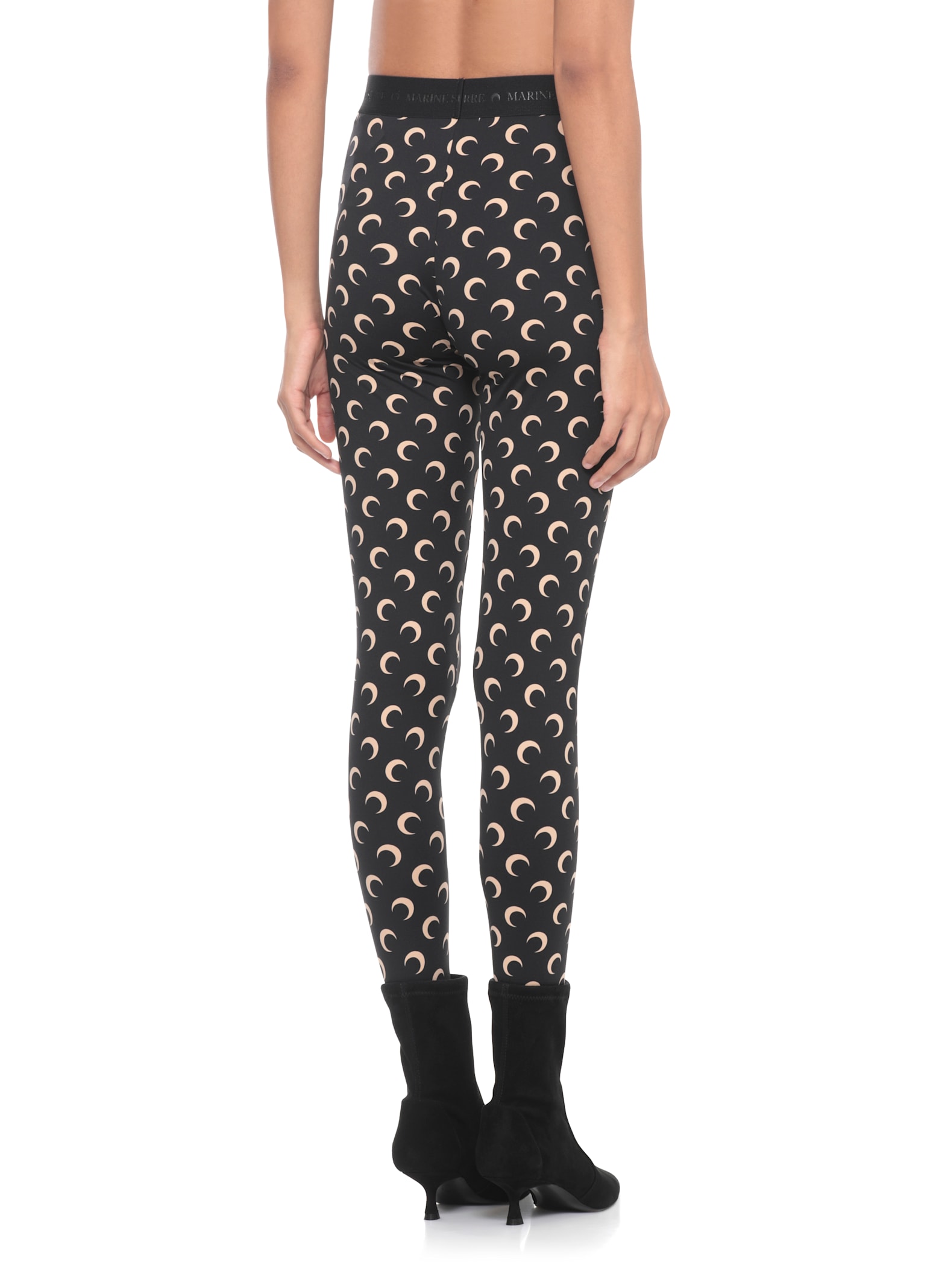 Marine Serre Black Recycled Moon Jersey Stirrup Leggings In Black