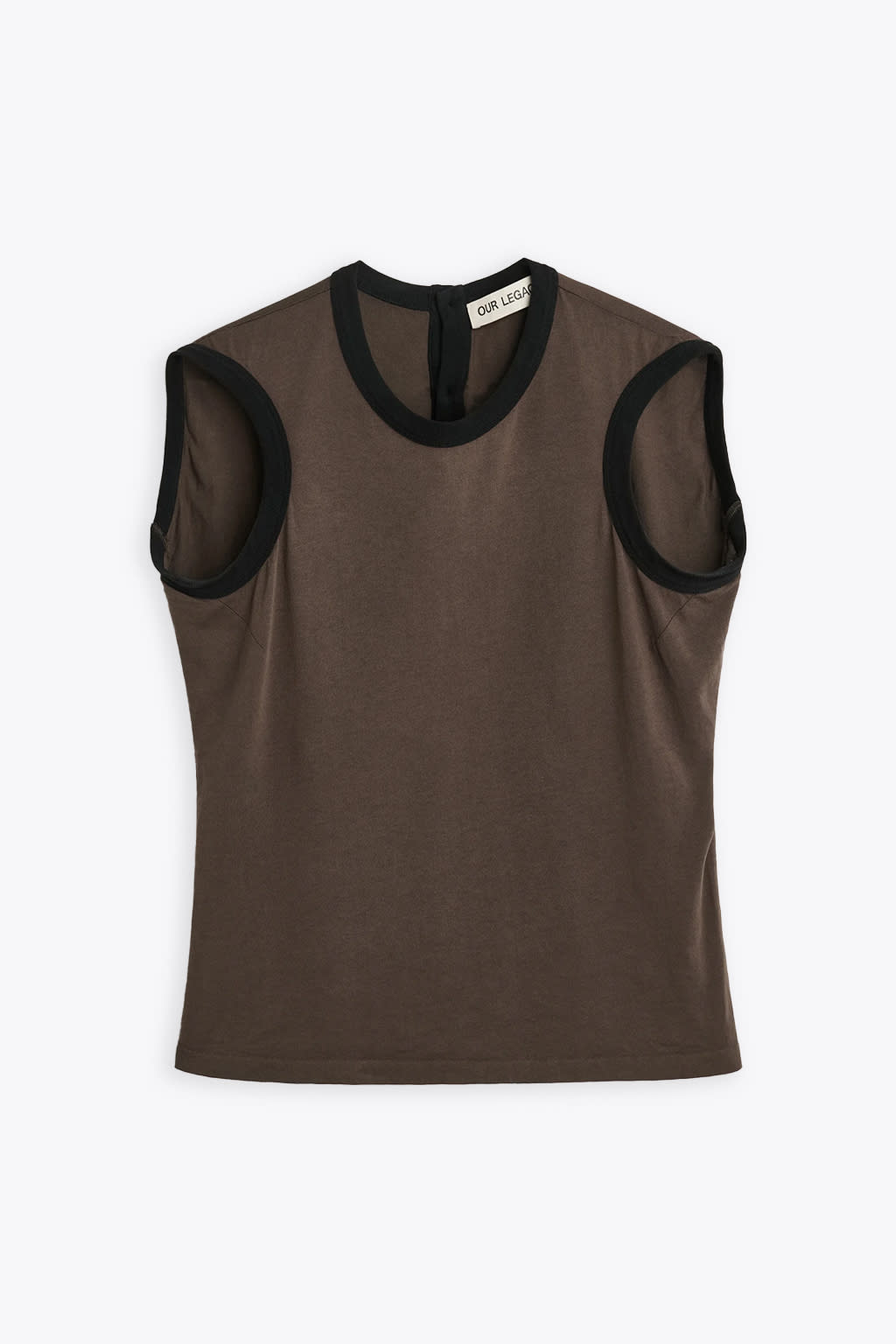 OUR LEGACY BRO TANK BROWN COTTON CROPPED TANK TOP - BRO TANK